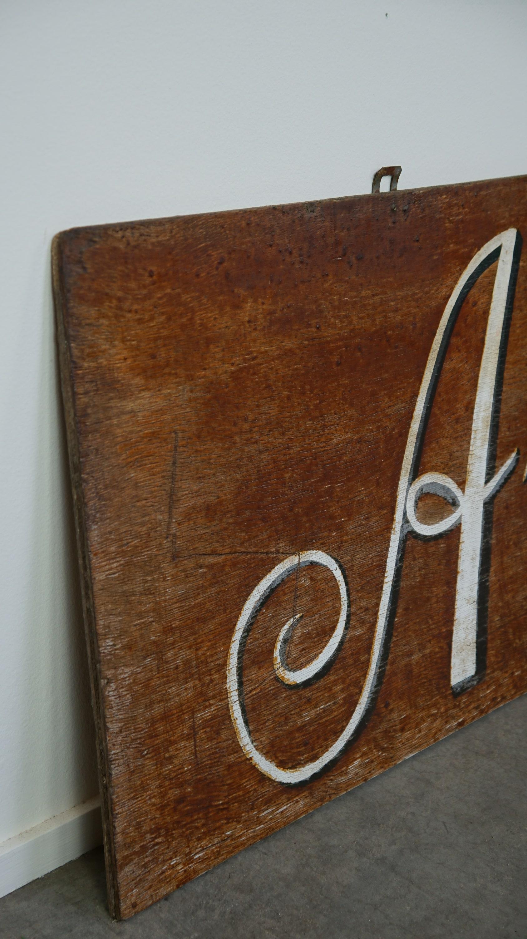 Panneau d'enseigne/d'affichage ancien peint à la main sur carton rigide État moyen - En vente à Harderwijk, NL
