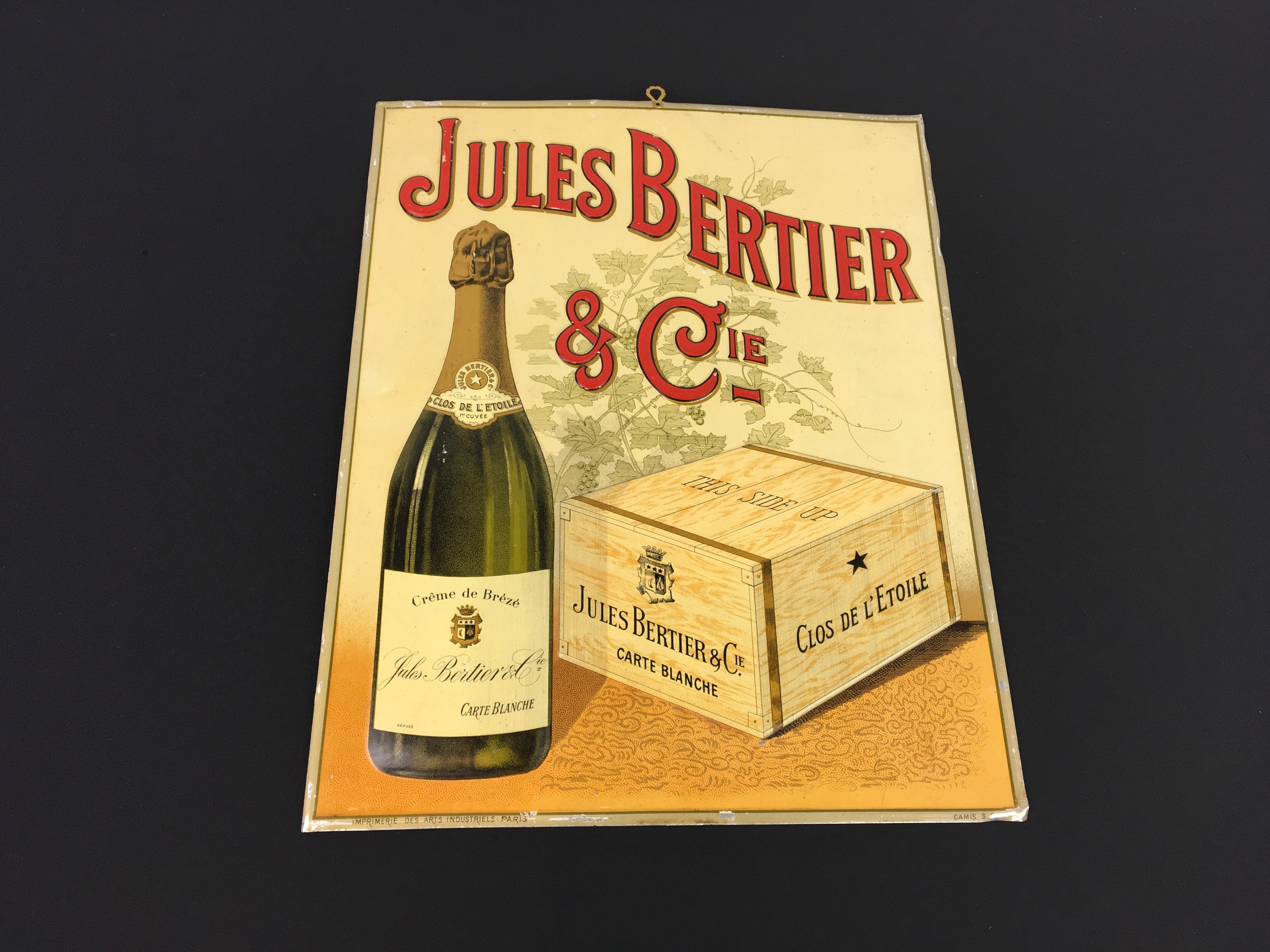 Champagne Sign Jules Bertier, circa 1900, France For Sale 3