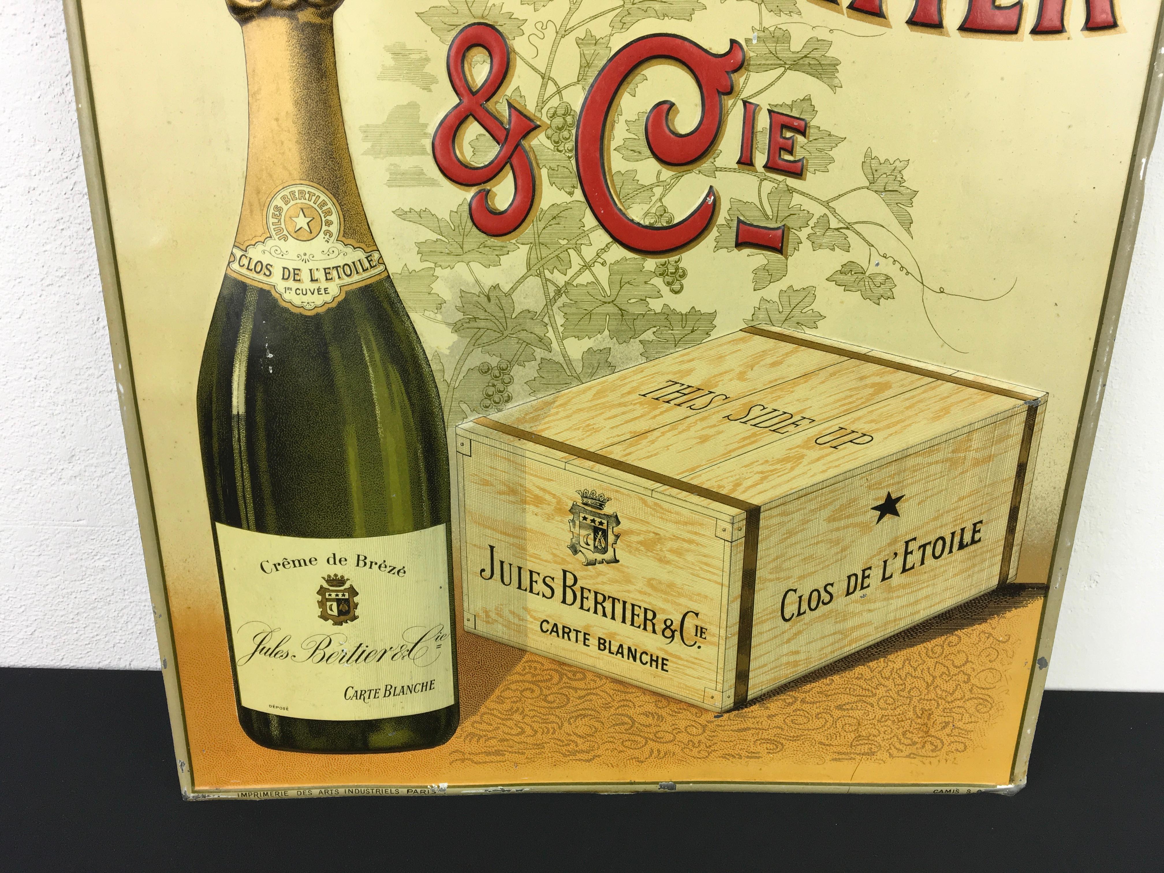 Champagner-Schild Jules Bertier, um 1900, Frankreich (Geprägt) im Angebot