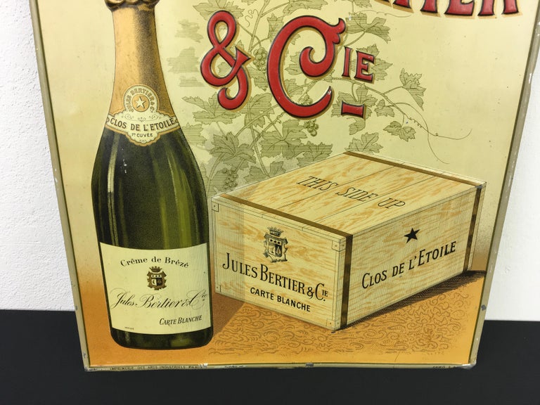 French Antique Sign Champagne Jules Bertier, circa 1900, France For Sale