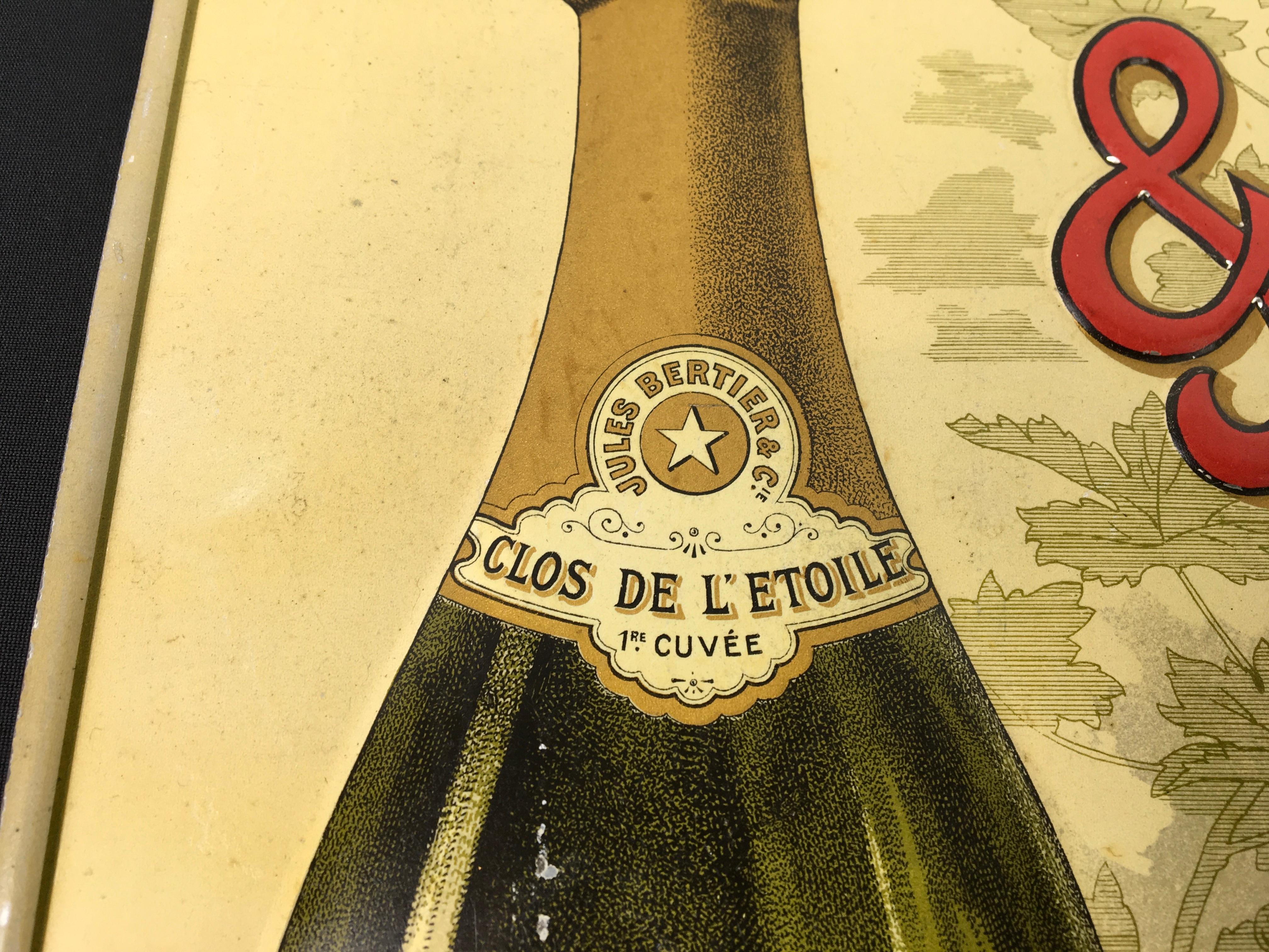 French Champagne Sign Jules Bertier, circa 1900, France For Sale