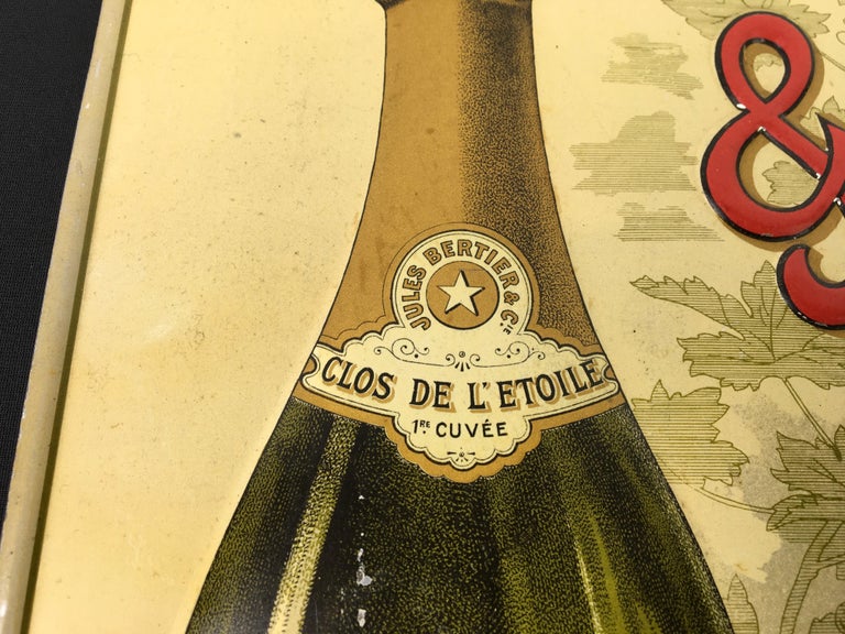 Antique Sign Champagne Jules Bertier, circa 1900, France In Good Condition For Sale In Antwerp, BE