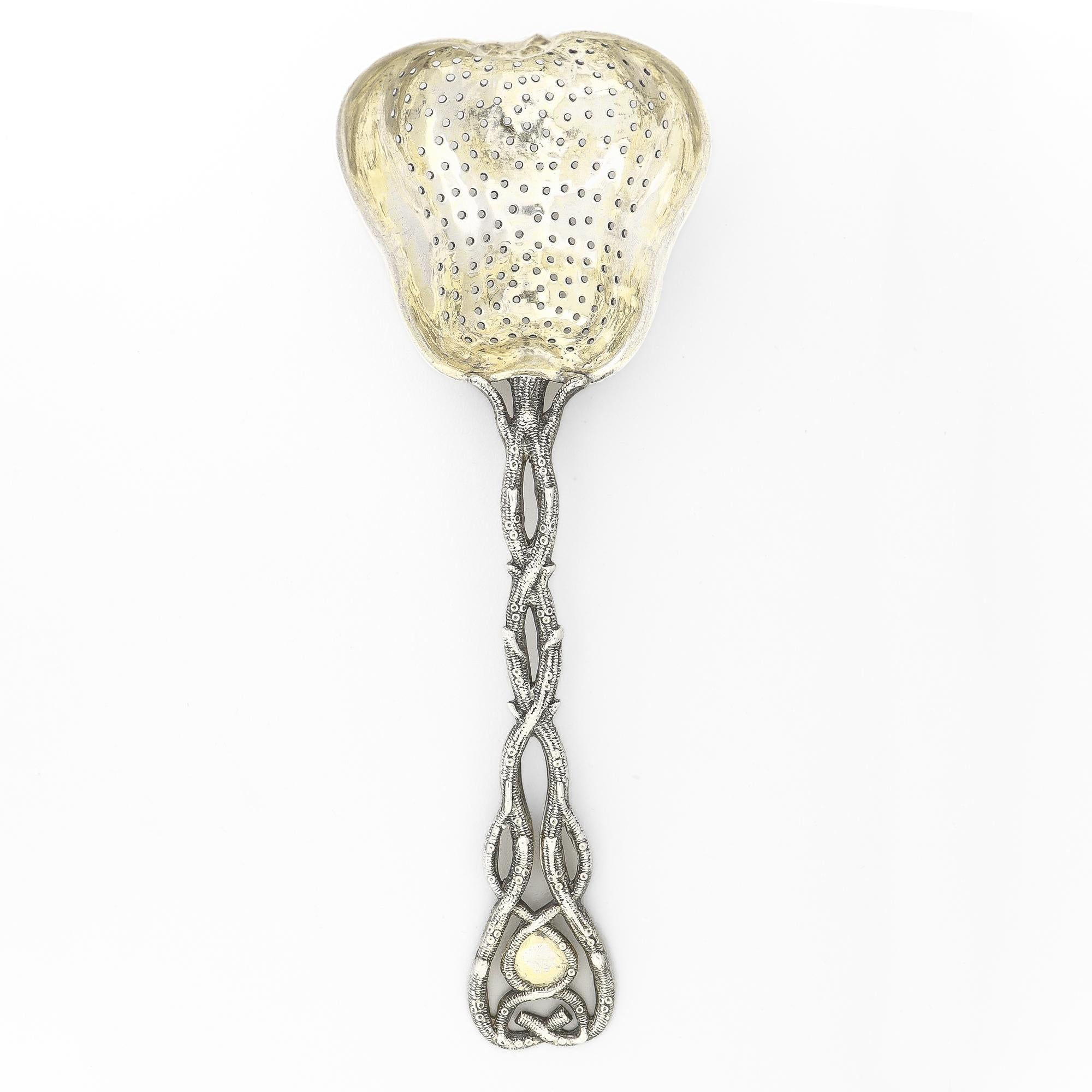 Antik Signiert 19. Jahrhundert Figural Russisch 84 Silber Birnenförmig Teesieb im Angebot 1