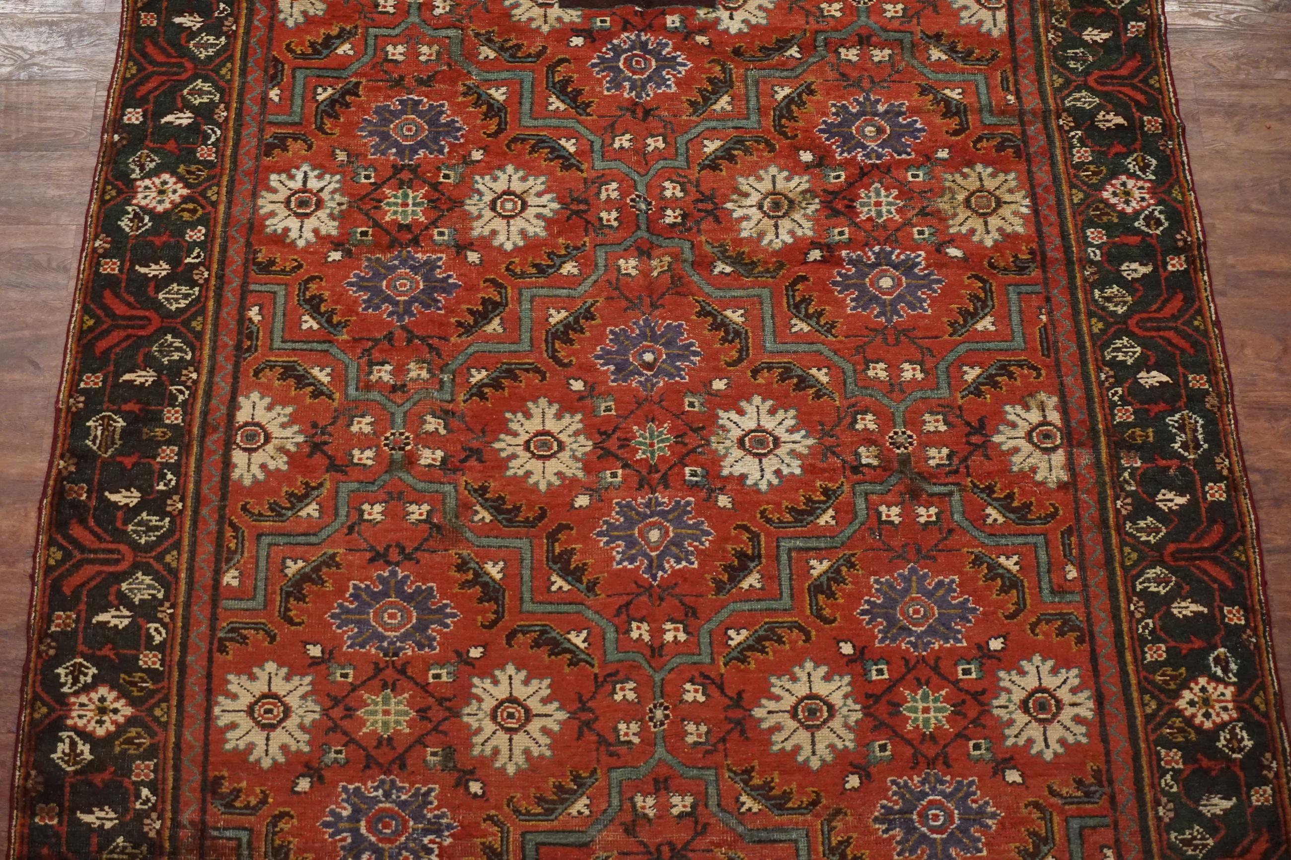 Indian Antique Signed Agra Rug, circa 1880 For Sale