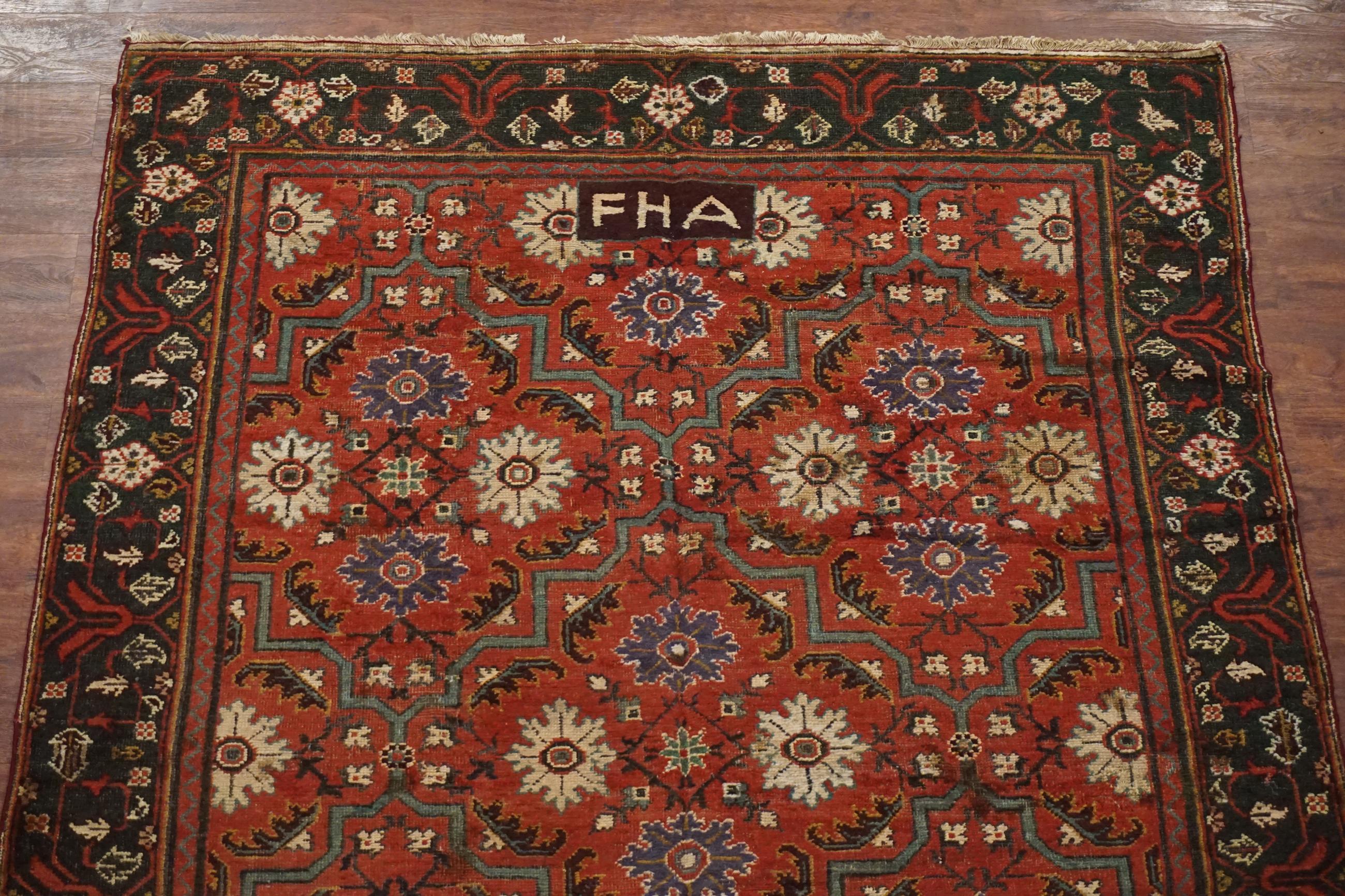 Hand-Knotted Antique Signed Agra Rug, circa 1880 For Sale