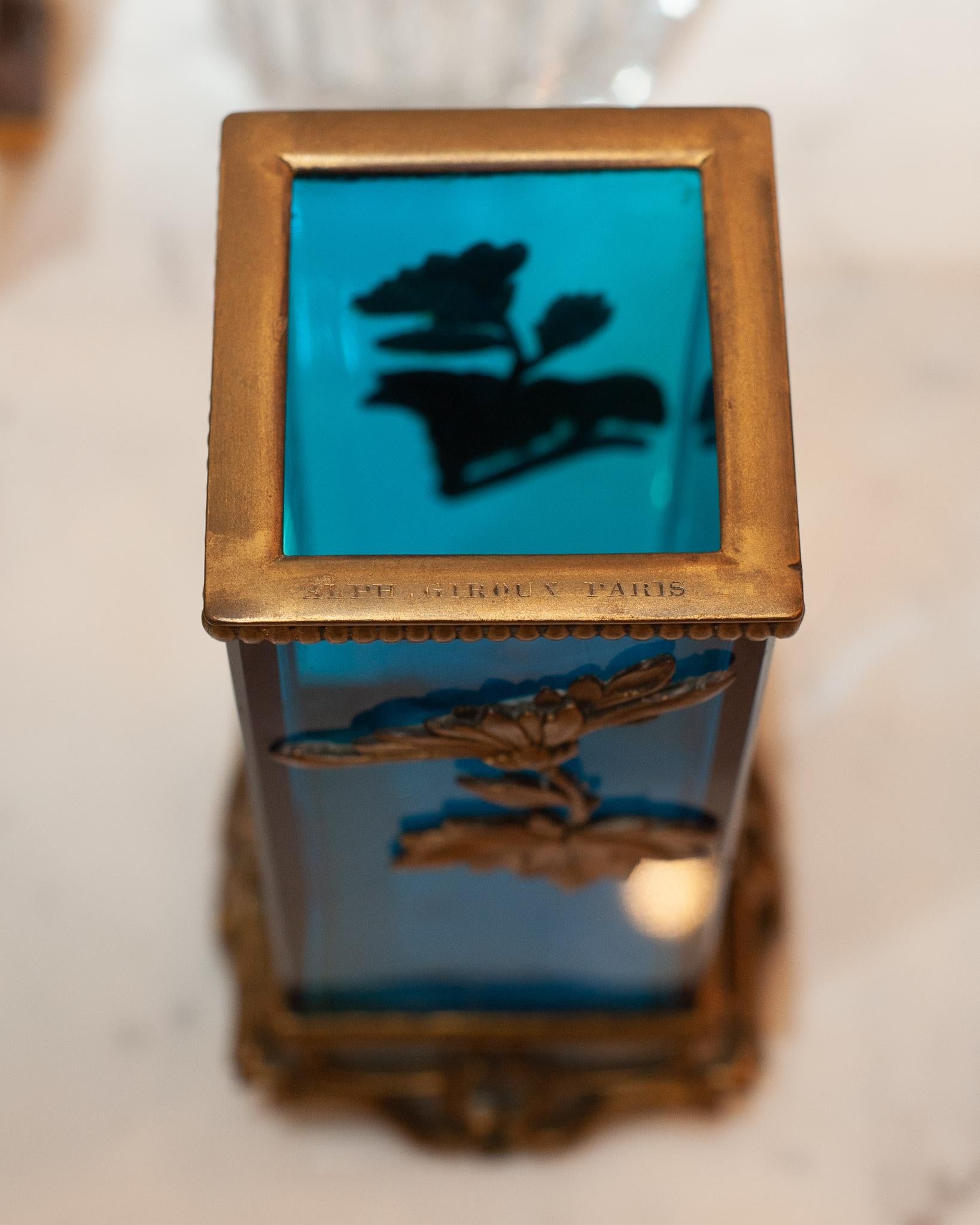 Antike signierte Vase aus Blau und Bronze von Alphonse Giroux Japonisme im Zustand „Gut“ in Toronto, ON