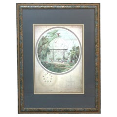 Grabado antiguo firmado y numerado "Pajarera en invierno" de Adrien Chan C1899