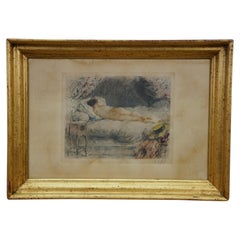 Antique Signed Antoine Calbet Awakening The Sleeping Beauty Etching 25"
