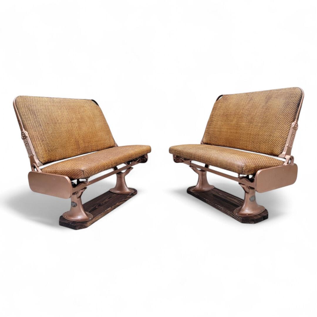 Antique Trolley Car Bench Seat By Hale & Kilburn Co. - Pair For Sale 3