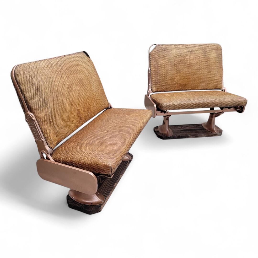 American Antique Trolley Car Bench Seat By Hale & Kilburn Co. - Pair For Sale