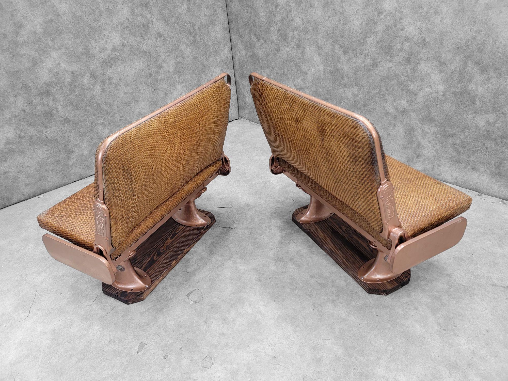 Antique Trolley Car Bench Seat By Hale & Kilburn Co. - Pair In Good Condition For Sale In Chicago, IL