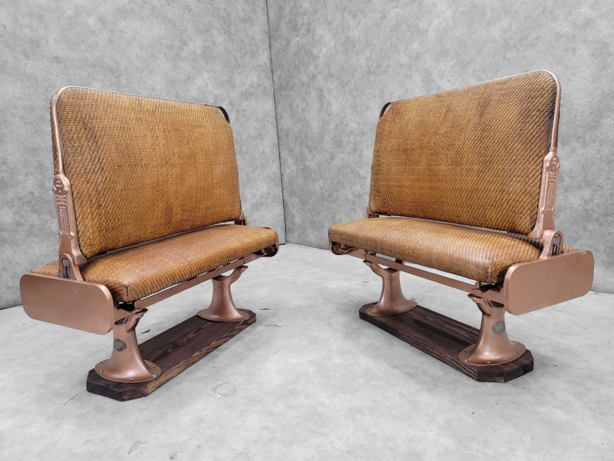Antique Trolley Car Bench Seat By Hale & Kilburn Co. - Pair For Sale 2