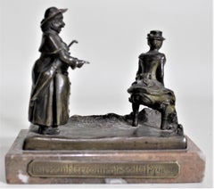 Antique Signed Bahnert French Erotic Articulated Cast Bronze Sculpture