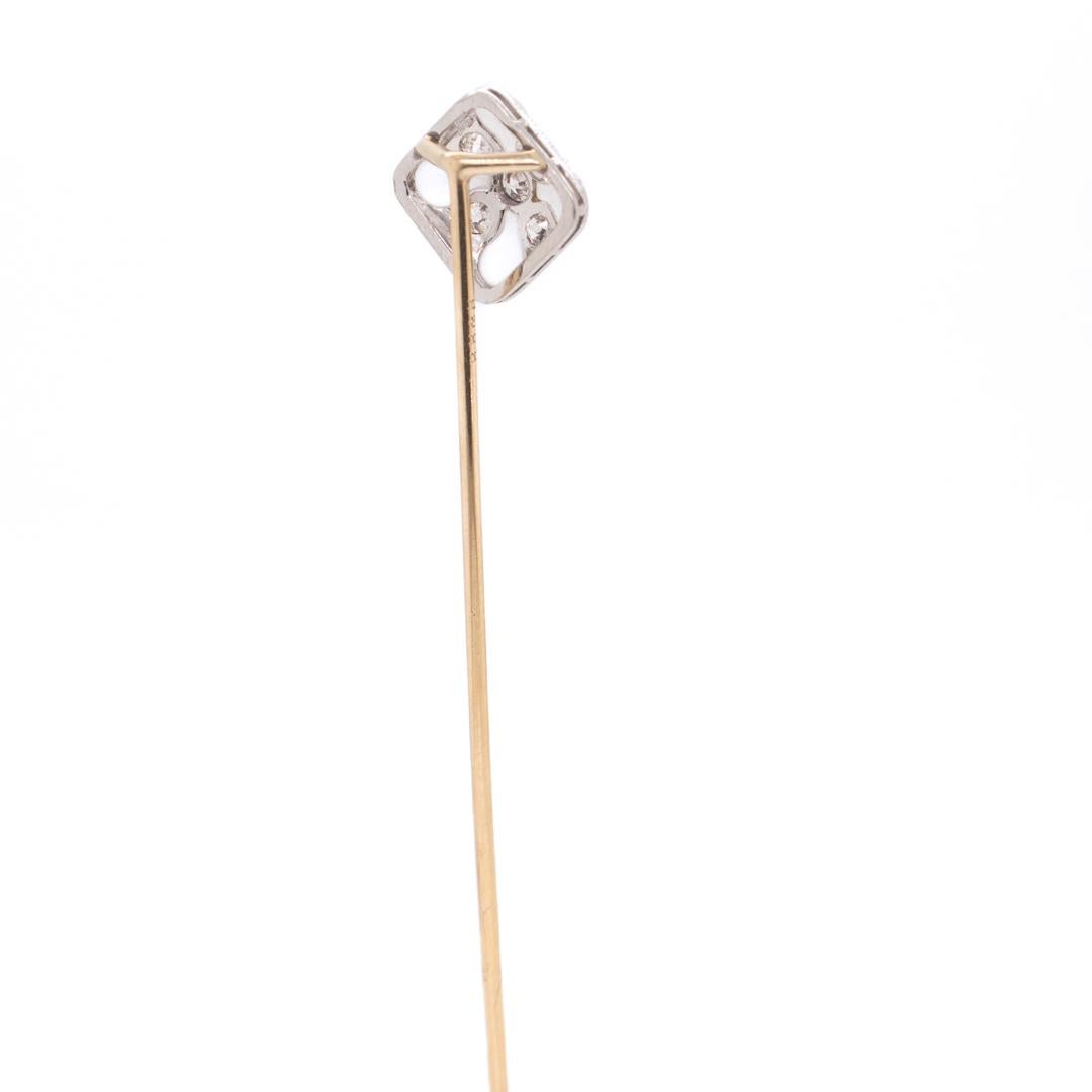 Antique Signed Bailey, Banks & Biddle Art Deco Rock Crystal & Diamond Stick Pin For Sale 5