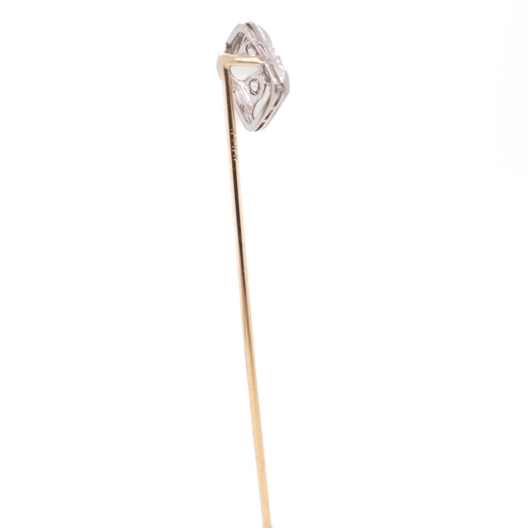Antique Signed Bailey, Banks & Biddle Art Deco Rock Crystal & Diamond Stick Pin For Sale 6