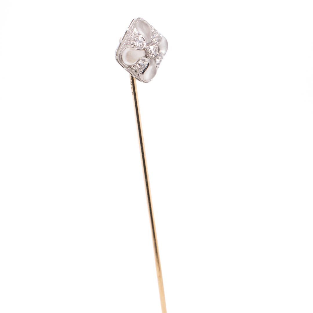 Antique Signed Bailey, Banks & Biddle Art Deco Rock Crystal & Diamond Stick Pin For Sale 7