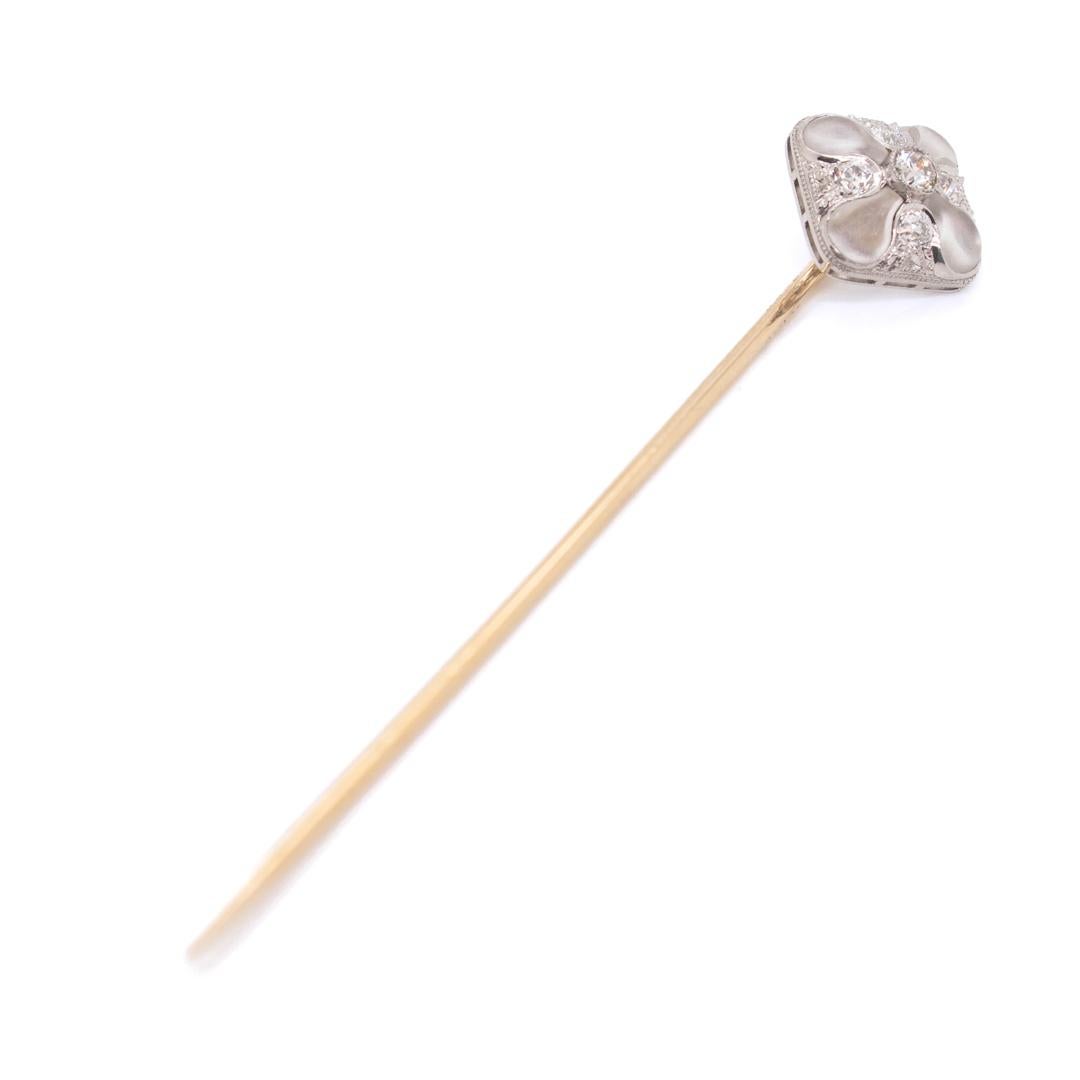 Antique Signed Bailey, Banks & Biddle Art Deco Rock Crystal & Diamond Stick Pin For Sale 11