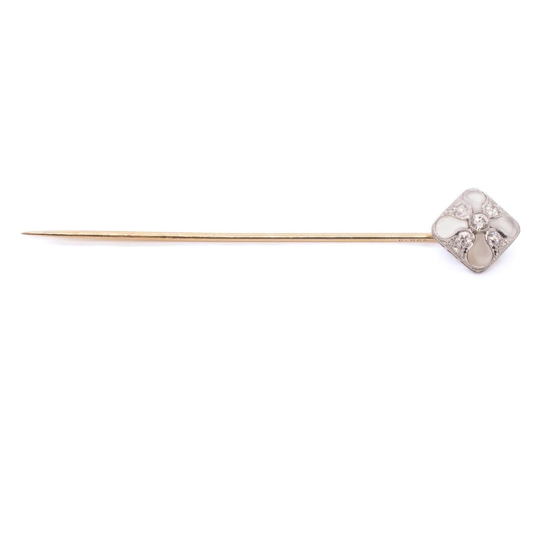 Antique Signed Bailey, Banks & Biddle Art Deco Rock Crystal & Diamond Stick Pin For Sale 10