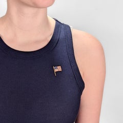 Antique Signed Bippart & Co. 14k Gold & Enamel Patriotic American Flag Lapel Pin