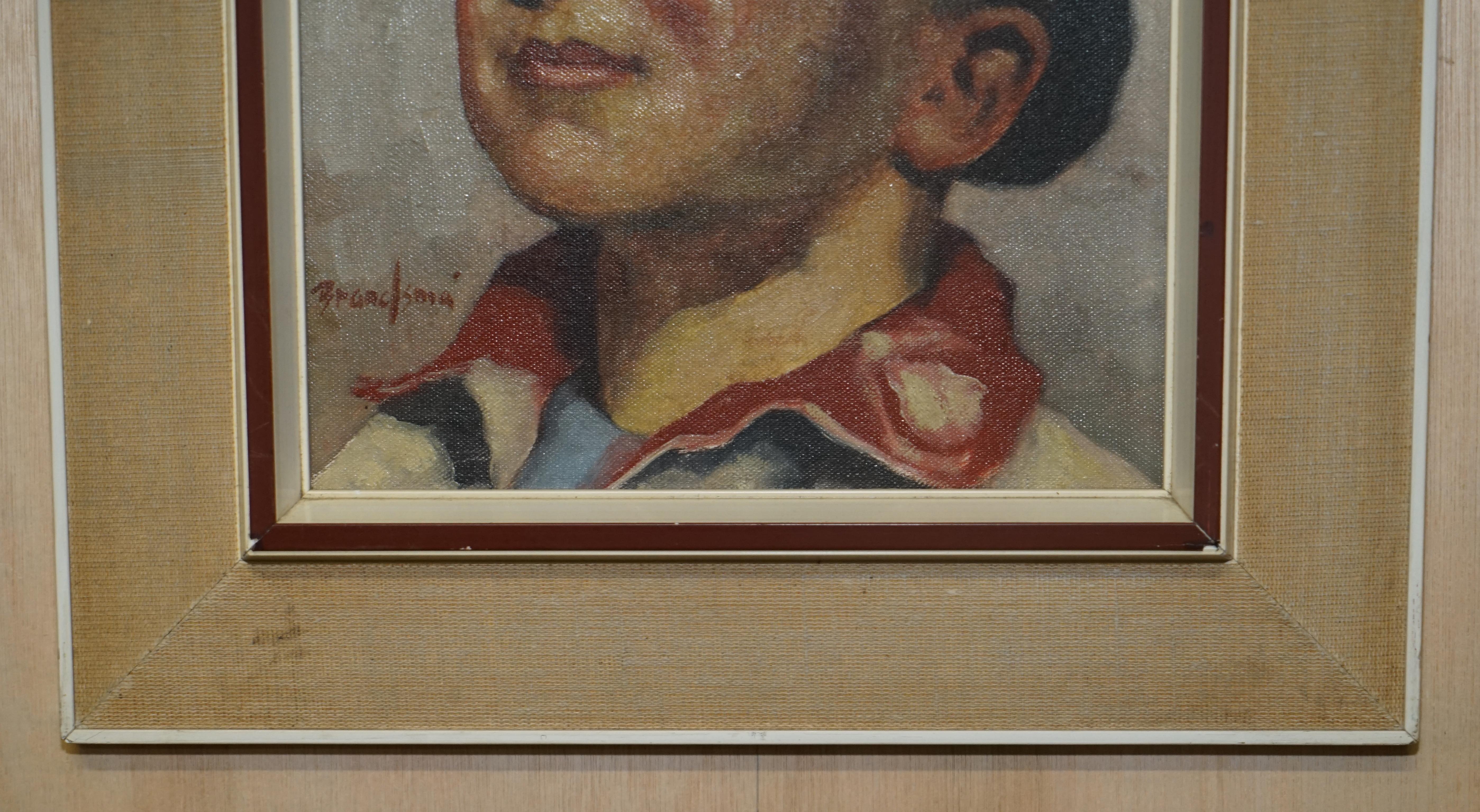 Belgian Antique Signed Brandsma Belgium Oil on Canvas Painting of Young Boy Part Set For Sale