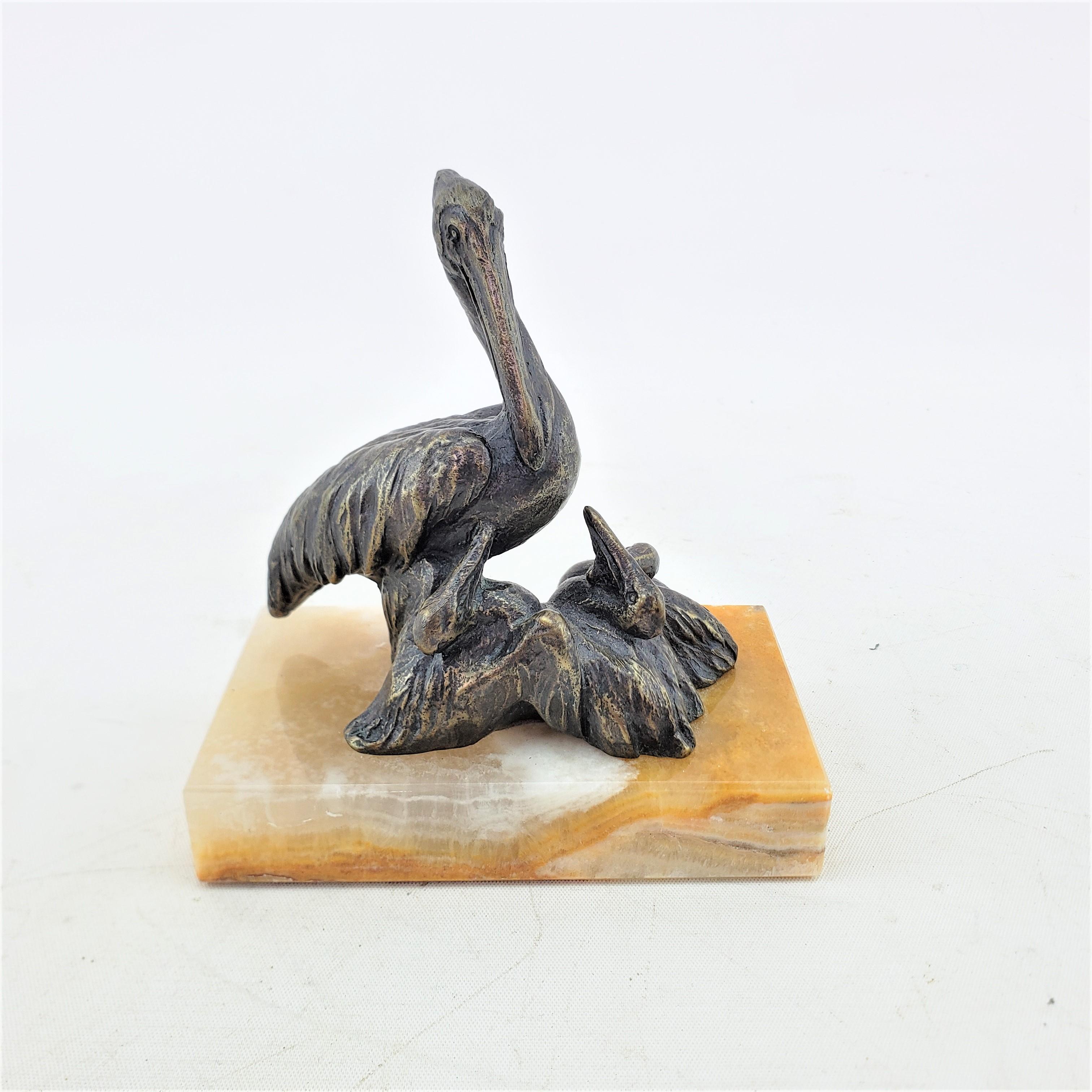 Antique Signed Bronze Pelican or Shorebird Sculpture or Paperweight For Sale 1