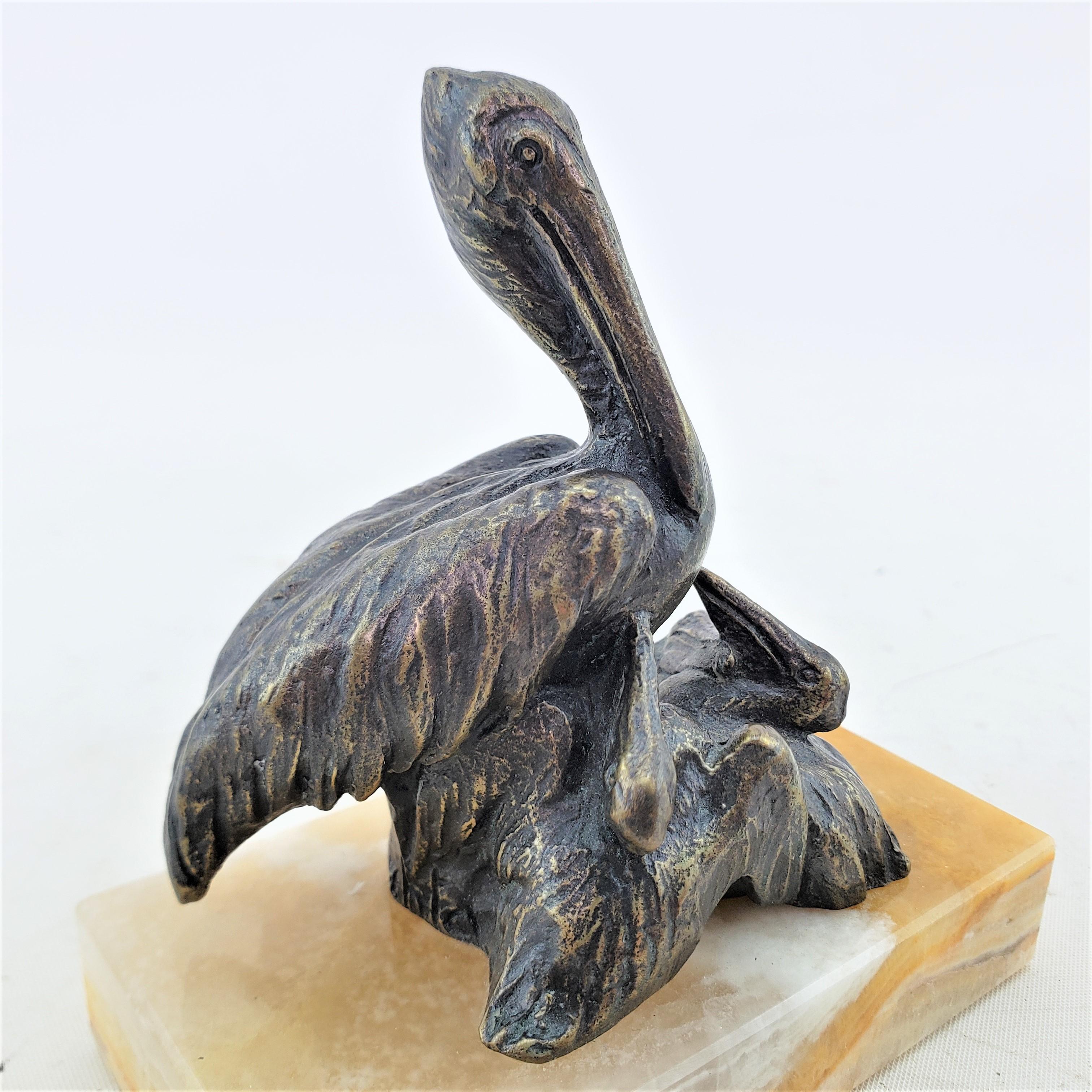 Antique Signed Bronze Pelican or Shorebird Sculpture or Paperweight For Sale 2