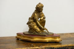 Antique Signed Bronze Statue Summer on Antique Base