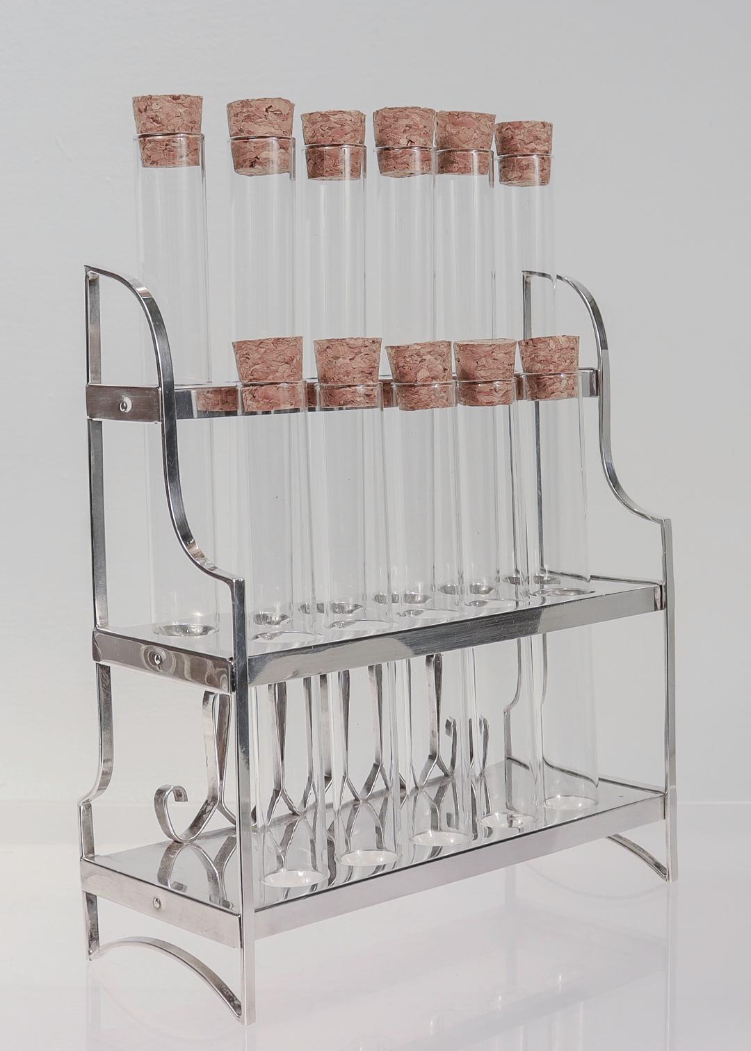 Art Deco Antique Signed Cartier Sterling Silver Propagation Stand or Test Tube Vases  For Sale