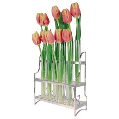 Antike signiert Cartier Sterling Silber Propagation Stand oder Reagenzglas Vasen