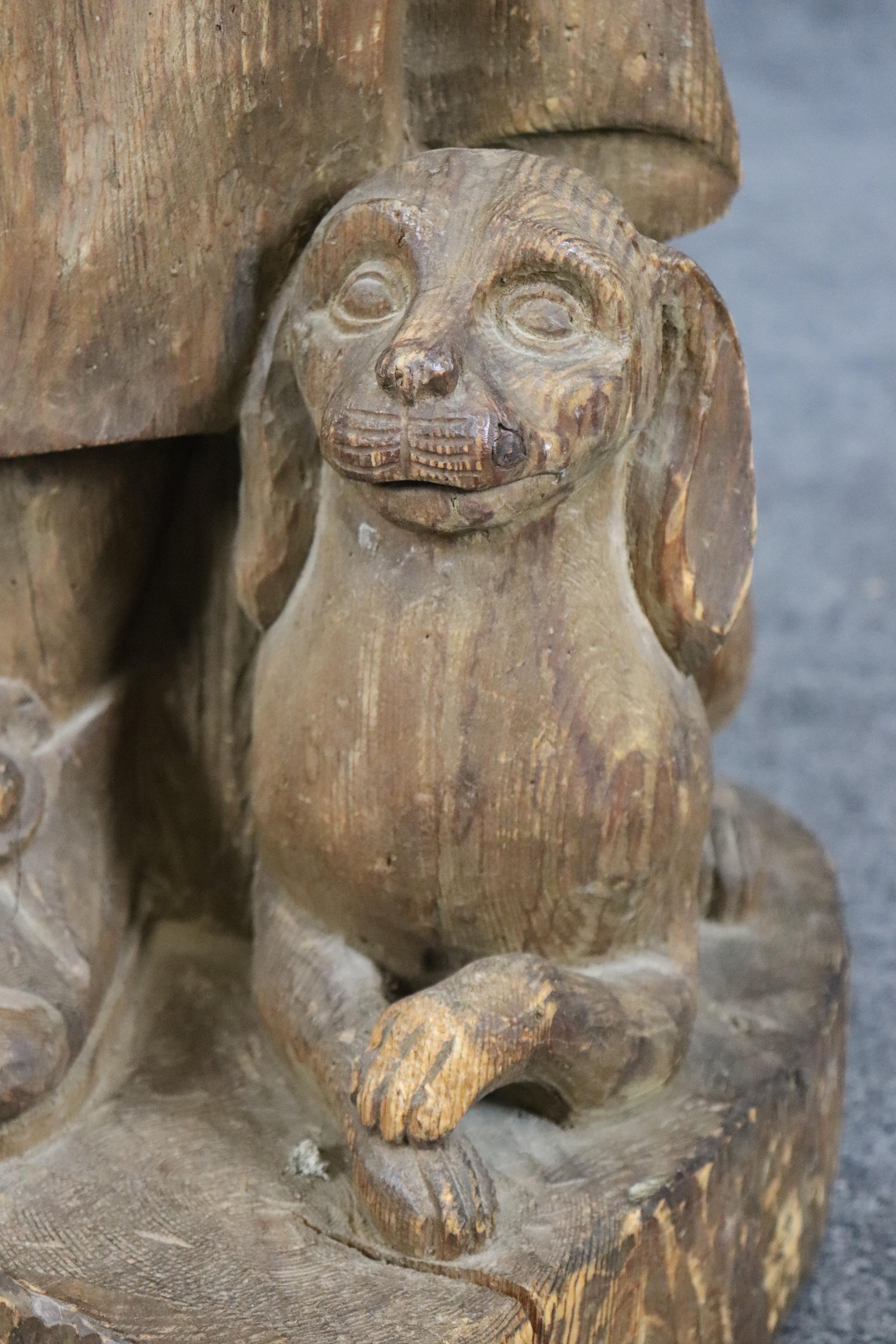 Neoclassical Revival Antique Signed Chapman Figure of a Girl with her Dog 1920s era Made in Spain For Sale