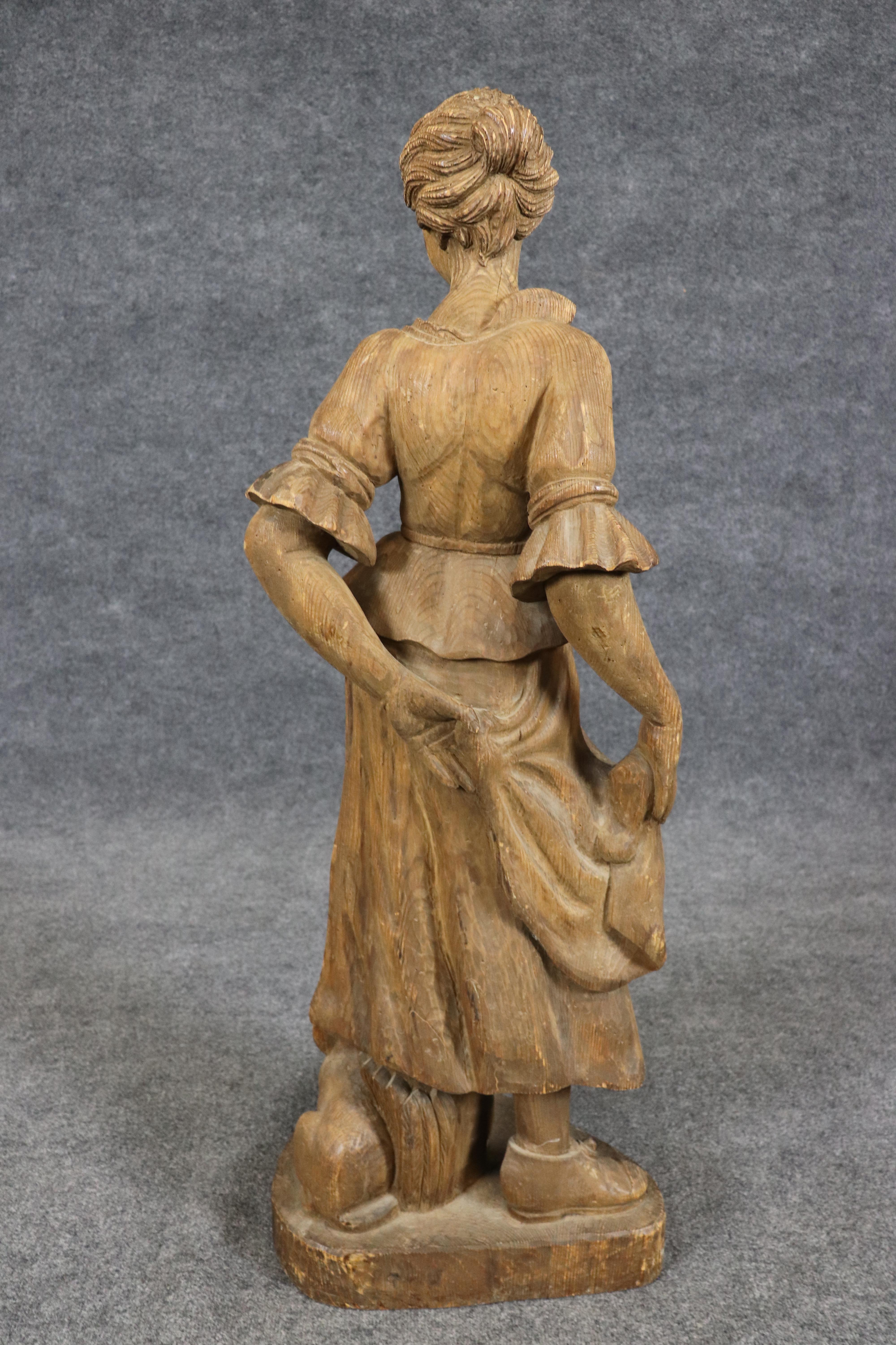 Antique Signed Chapman Figure of a Girl with her Dog 1920s era Made in Spain In Good Condition For Sale In Swedesboro, NJ