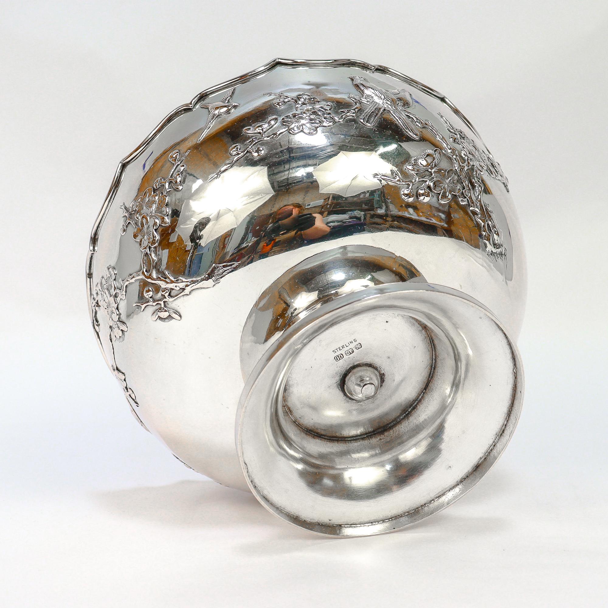 Ancienne coupe à pied en argent sterling signée de l'exportation chinoise par Sing Fat en vente 4