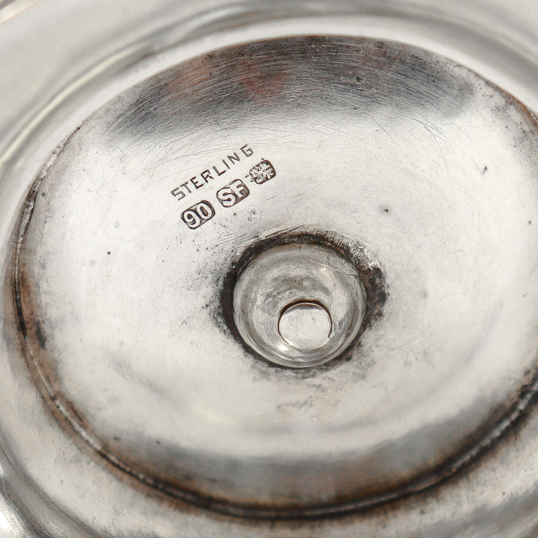 Ancienne coupe à pied en argent sterling signée de l'exportation chinoise par Sing Fat en vente 5