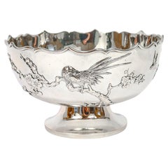 Antique Signed Chinese Export Sterling Silver Footed Bowl by Sing Fat