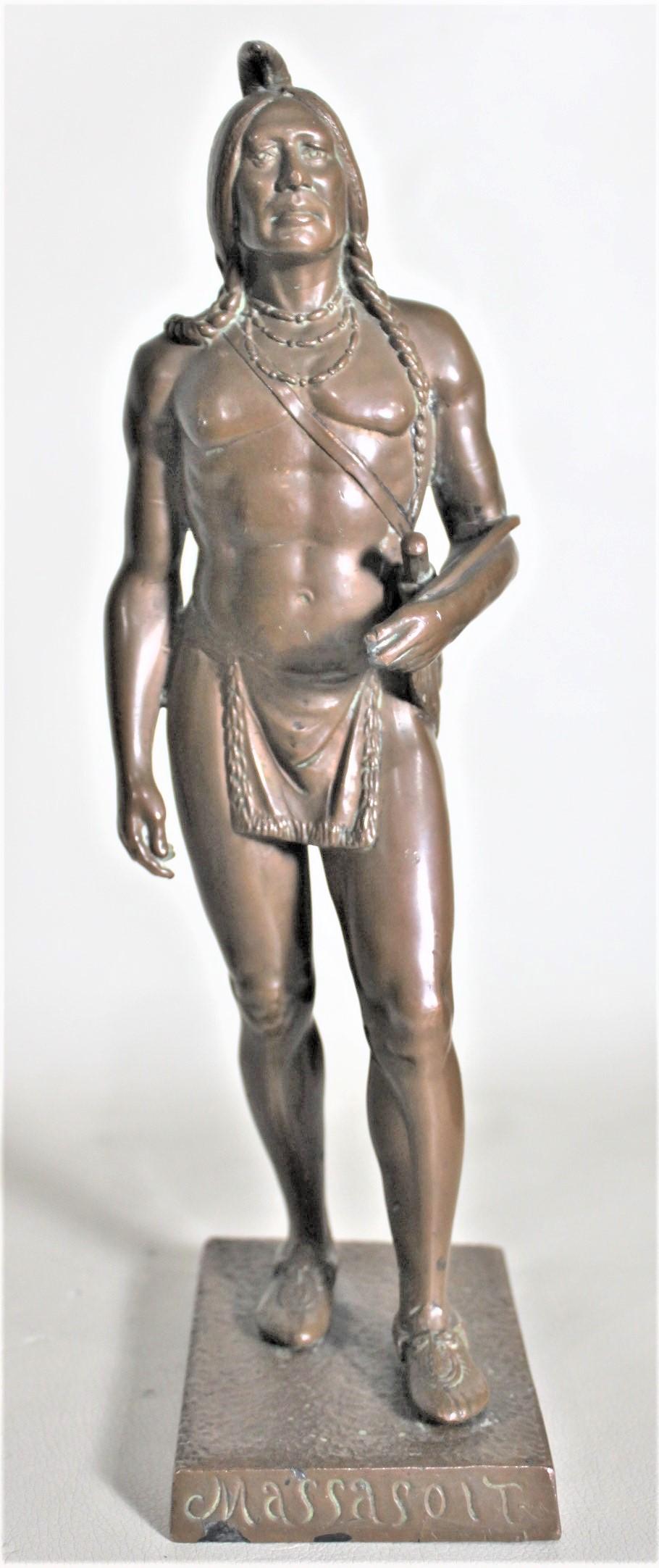 20th Century Antique Signed Cyrus Dallin Bronze Sculpture of the Indigenous Chief Massasoit