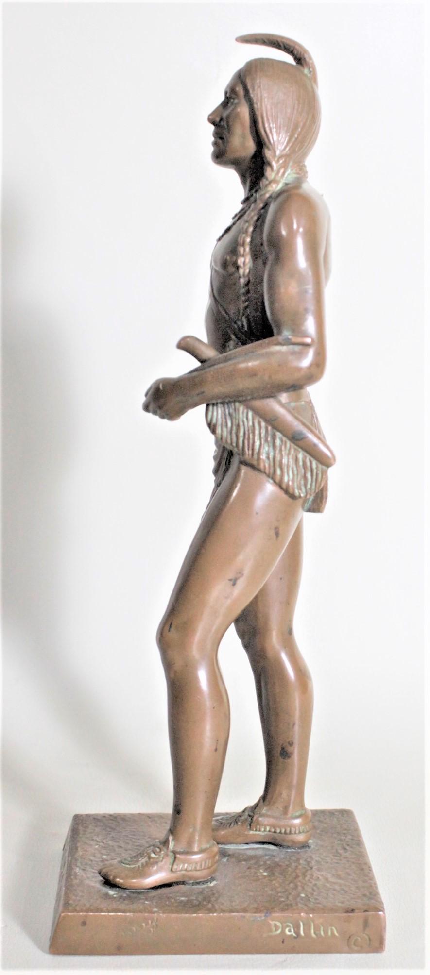 American Classical Antique Signed Cyrus Dallin Bronze Sculpture of the Indigenous Chief Massasoit
