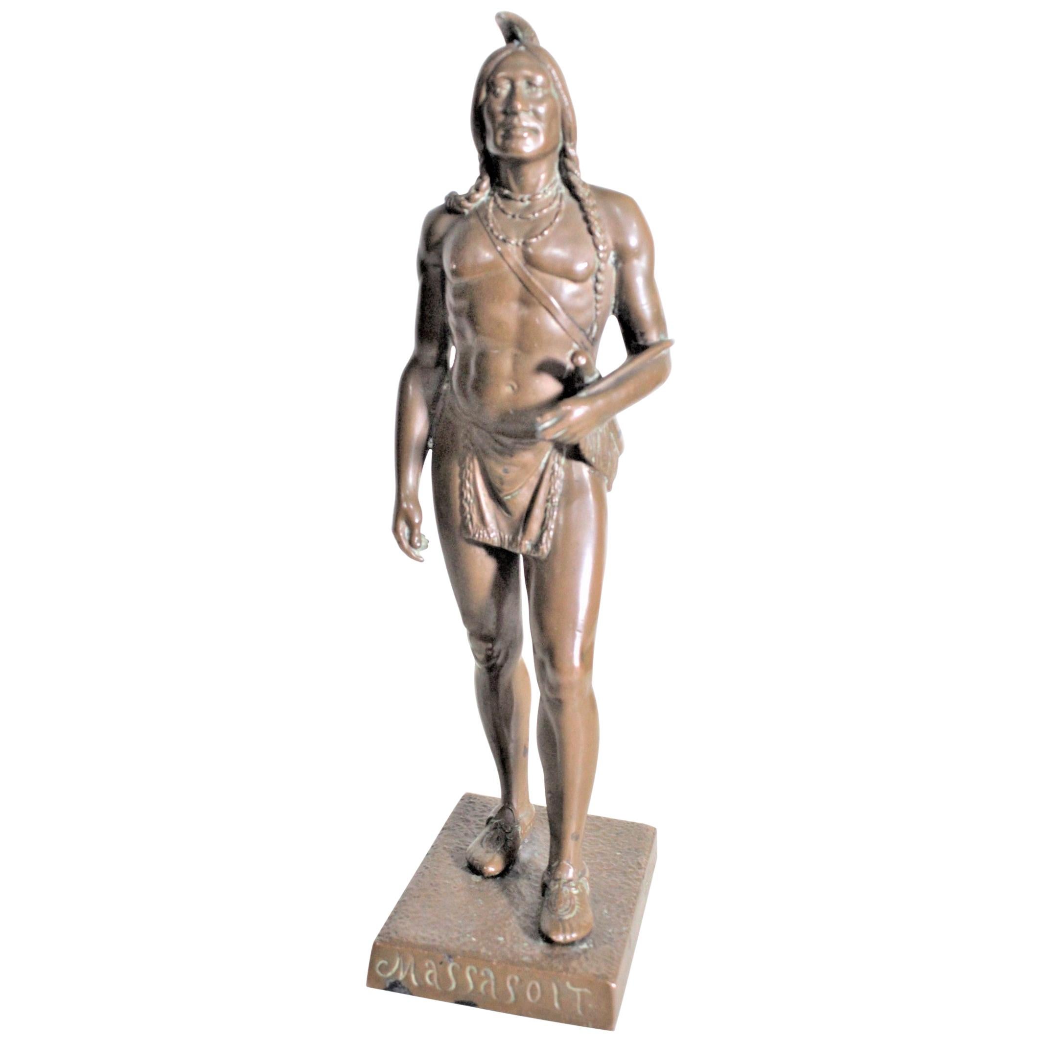Antique Signed Cyrus Dallin Bronze Sculpture of the Indigenous Chief Massasoit