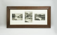 Stampe antiche firmate di Douglas Adams sulla pesca al salmone, set di tre esemplari