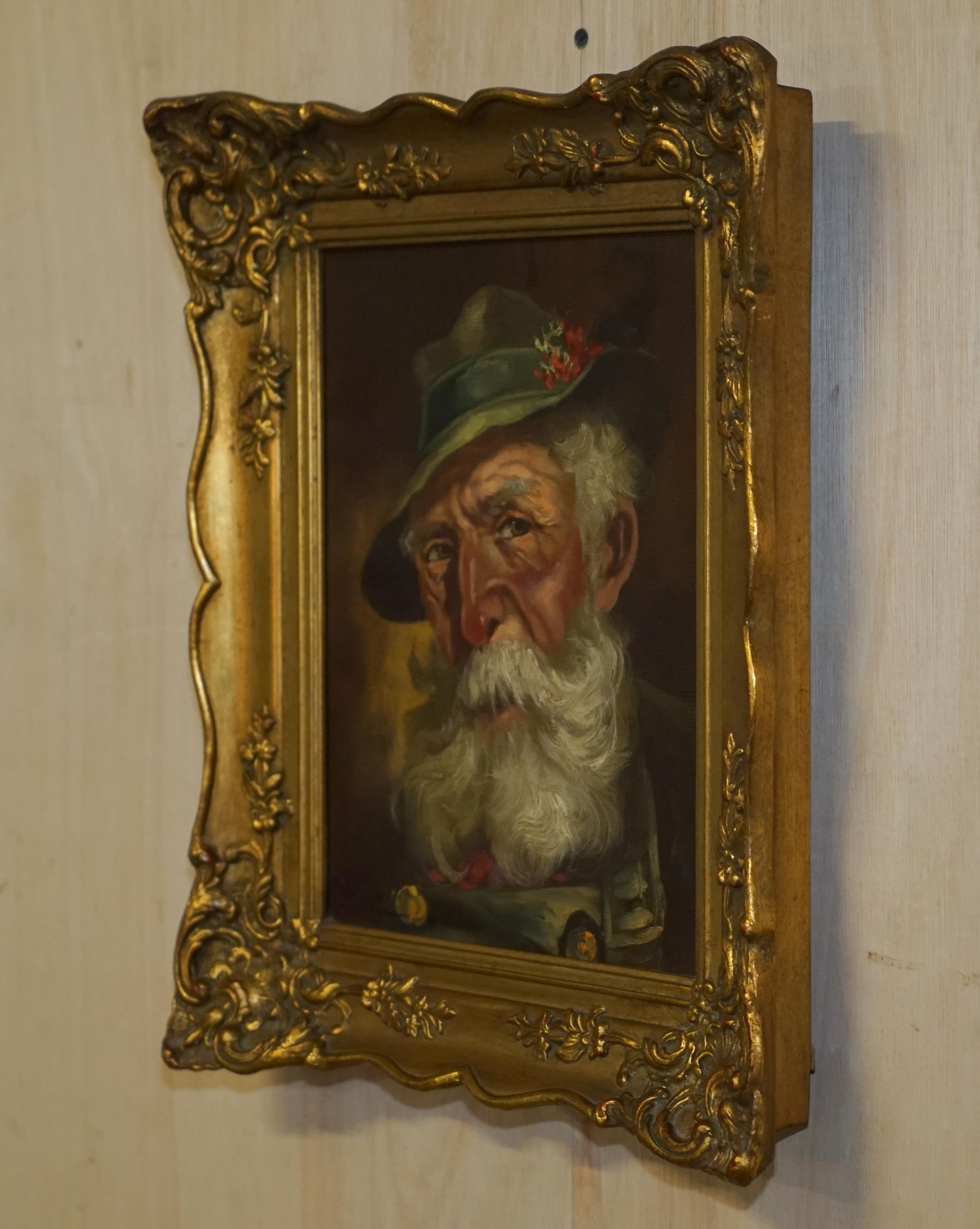 Antique Signed Dutch Oil on Canvas Painting of Old Man Man with Grey Hair & CAP For Sale 8