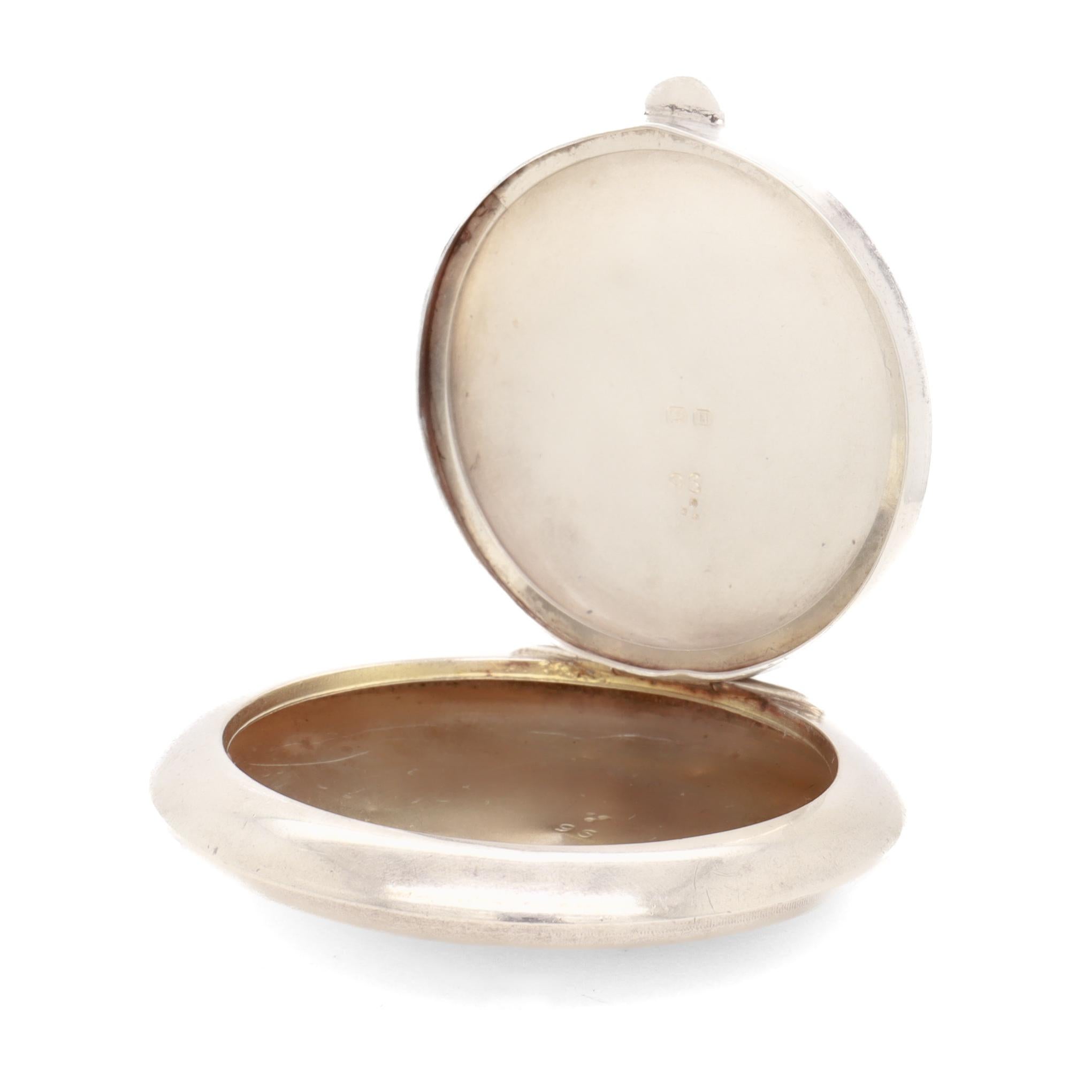 Antique Signed Edwardian English Sterling Silver & Guilloche Enamel Compact For Sale 8