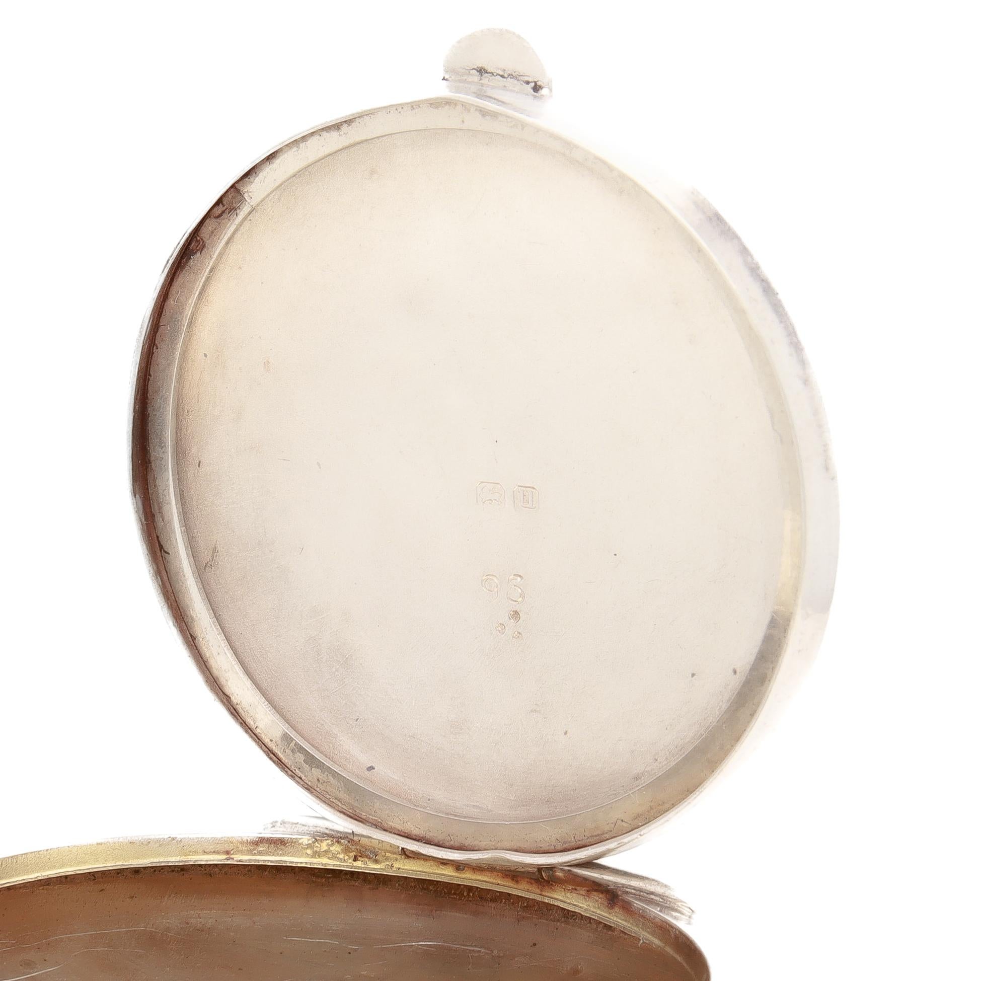 Antique Signed Edwardian English Sterling Silver & Guilloche Enamel Compact For Sale 9