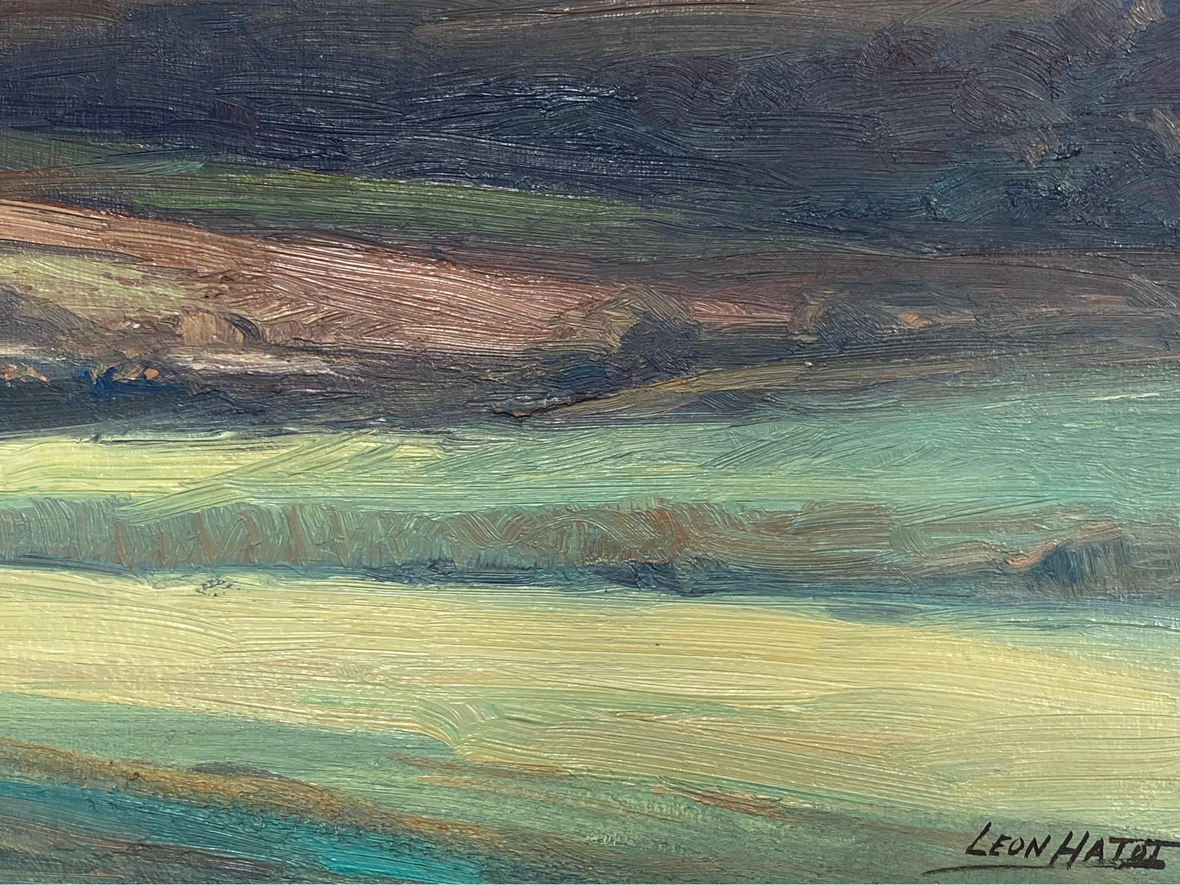 Artiste/École : Léon Hatot (Français, 1883-1953), signé dans le coin inférieur

Titre : Peinture à l'huile impressionniste 

Médium : peinture à l'huile sur papier épais, non encadré.

Taille : peinture : 13 x 19.75 pouces.

Provenance :