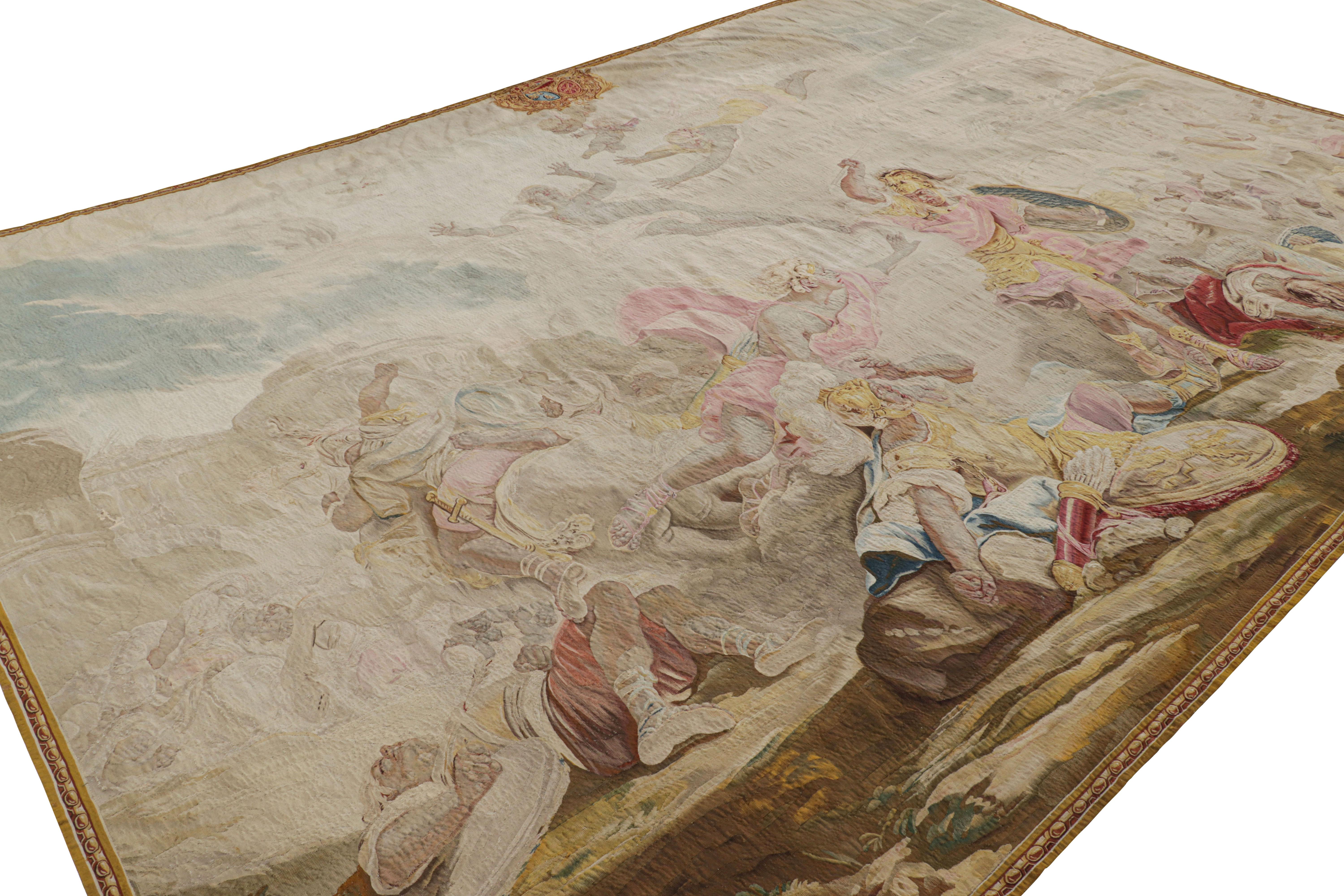 Antiguo Tapiz Pictórico Francés Firmado Jean-Baptiste Deshays - Rug & Kilim Aubusson en venta