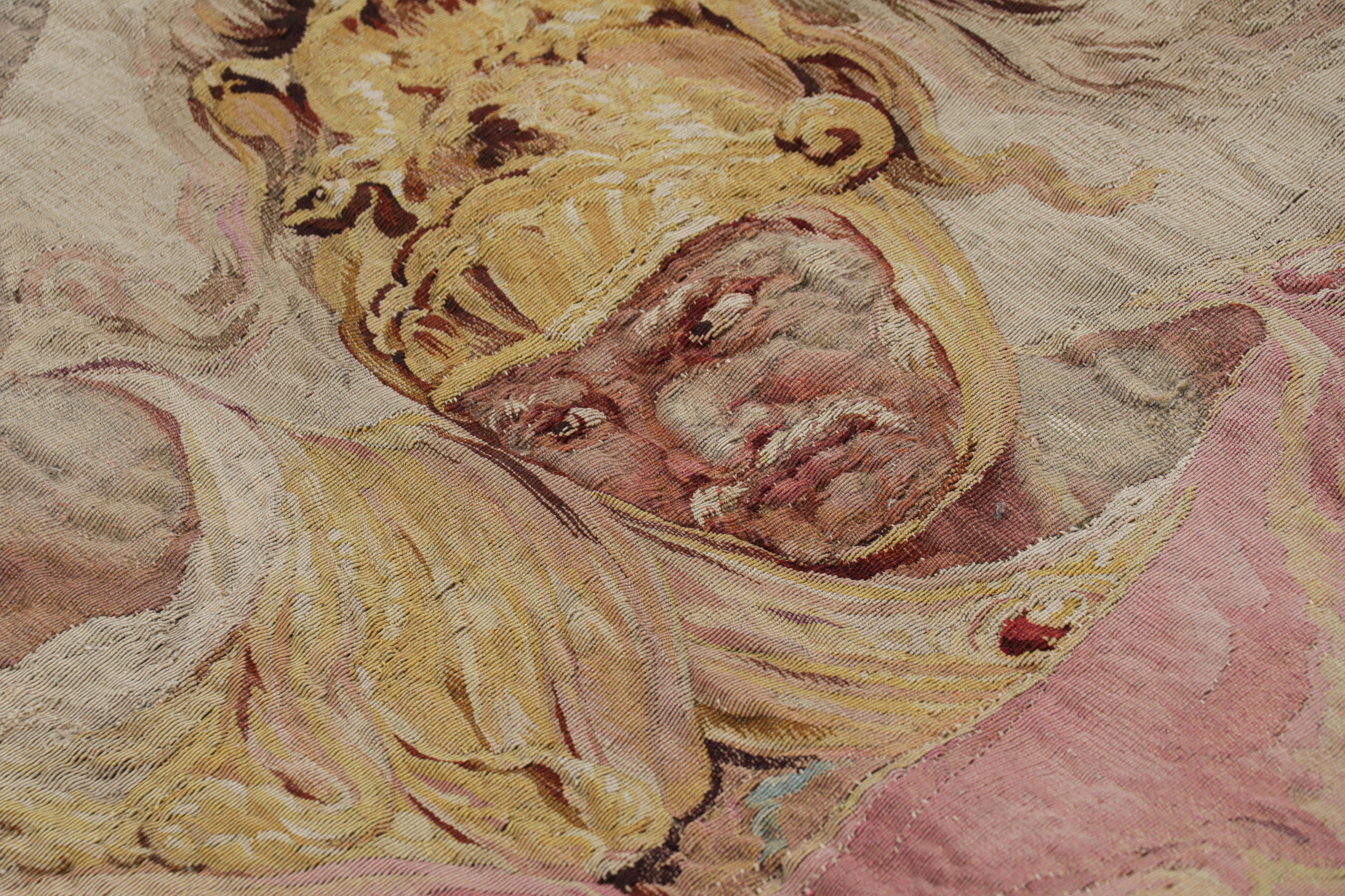 Antiguo Tapiz Pictórico Francés Firmado Jean-Baptiste Deshays - Rug & Kilim principios del siglo XVIII en venta