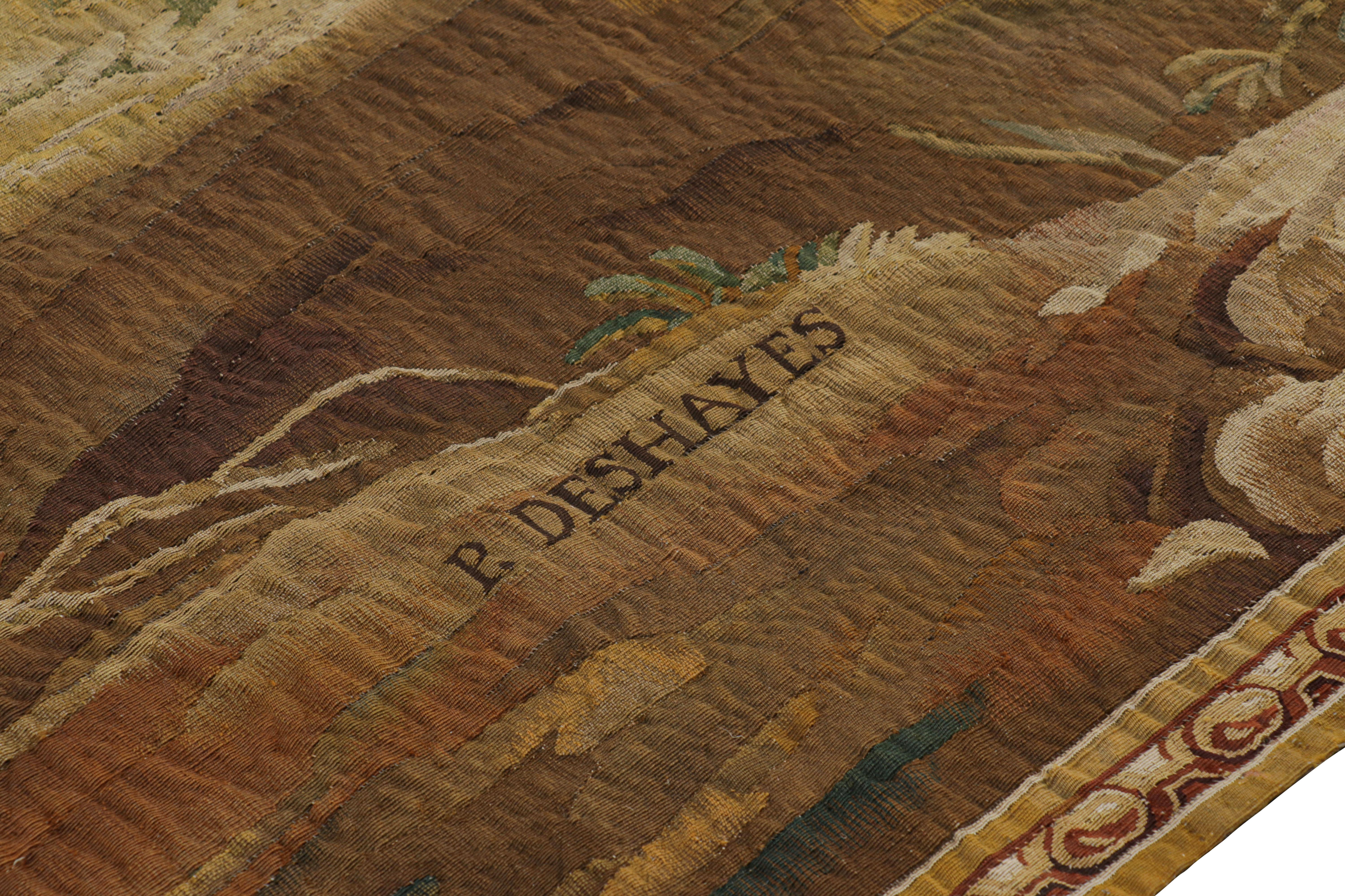 Antiguo Tapiz Pictórico Francés Firmado Jean-Baptiste Deshays - Rug & Kilim en venta 1