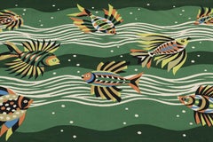 Vintage Signed French Jean Picart le Doux Green Pictorial Tapestry - Rug & Kilim