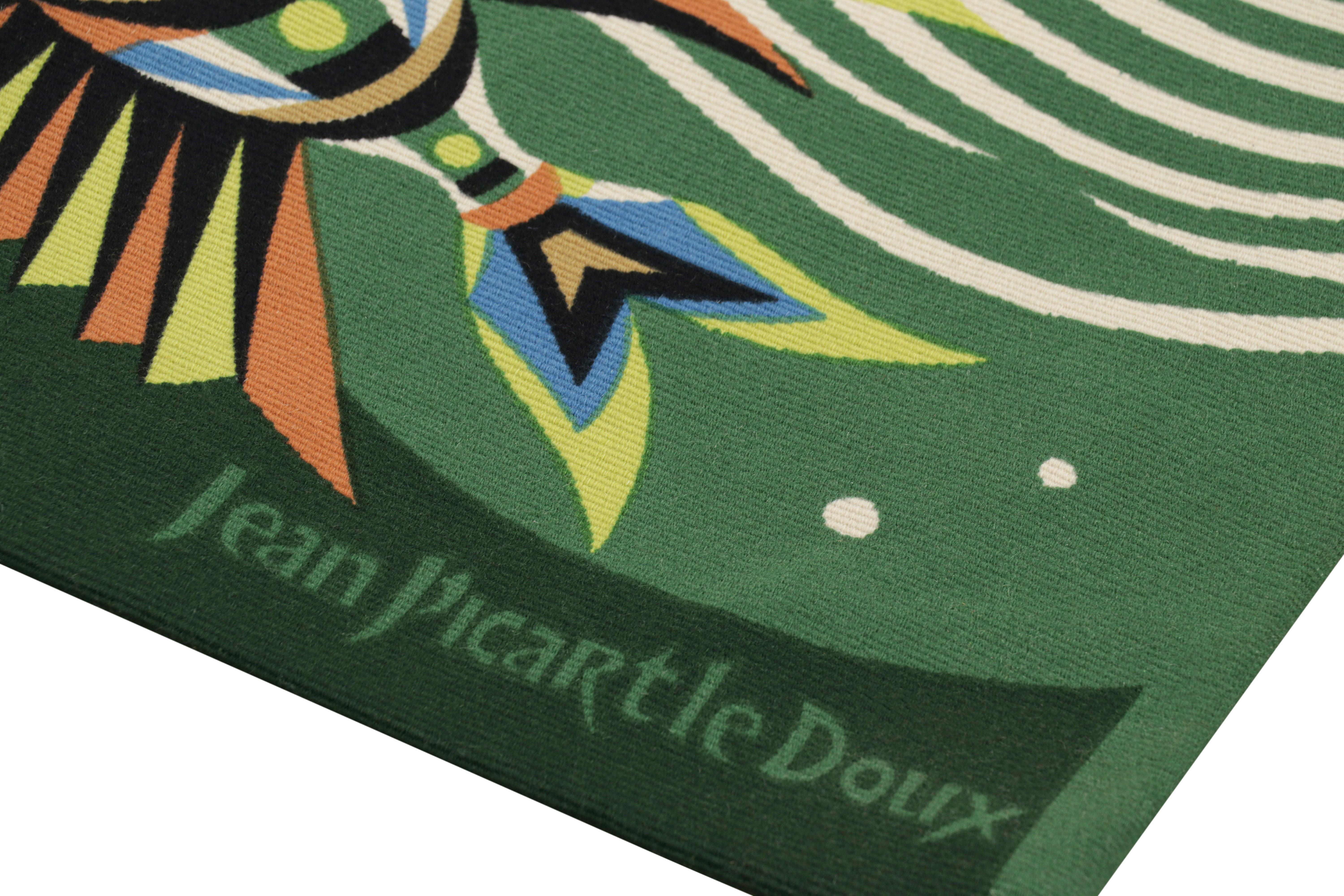 Milieu du XXe siècle Antiquité signée Jean Picart le Doux Tapisserie picturale verte - Rug & Kilim en vente
