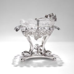 Antique Signed Georg Drewes German Neoclassical Silver & Cut Glass Basket