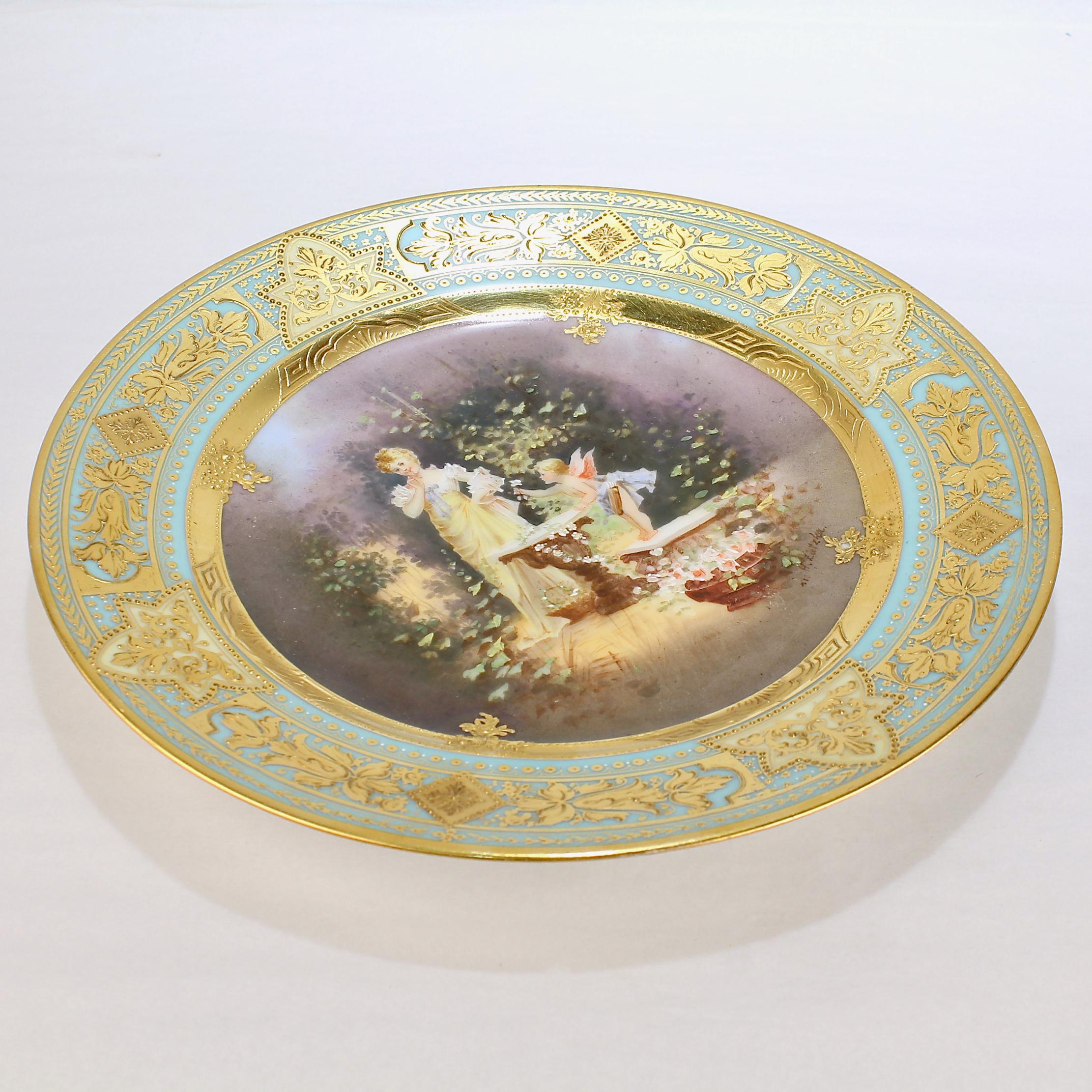 A very fine antique Vienna style porcelain cabinet plate.

Entitled 