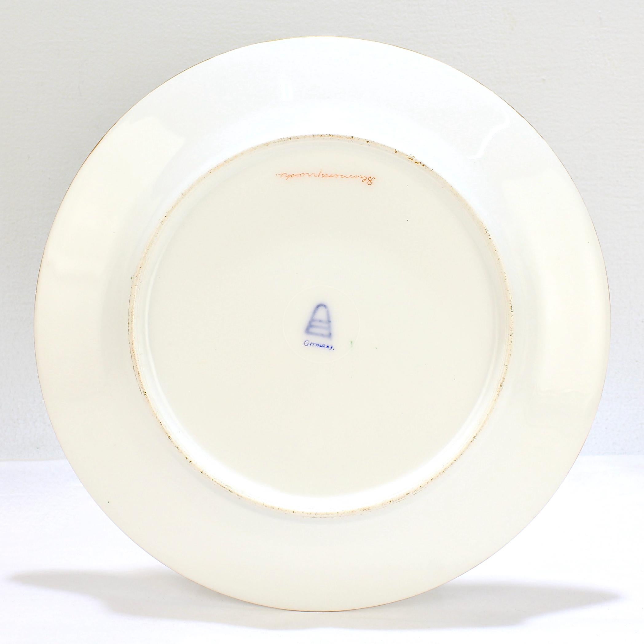 Hand-Painted Antique Signed German Vienna Style Porcelain Hand Painted Cabinet Plate